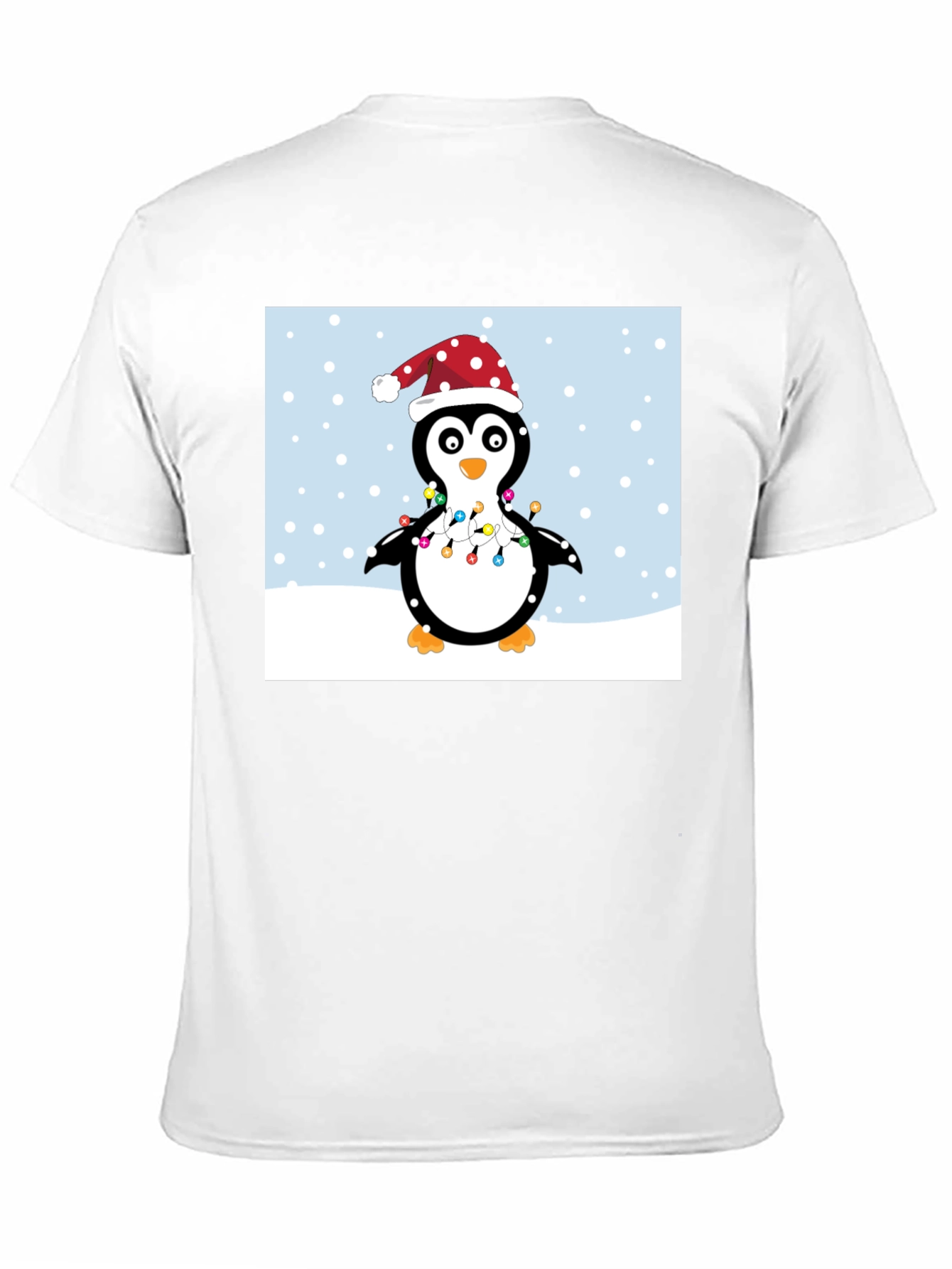 Festive Penguin Christmas Lights Graphic Tee