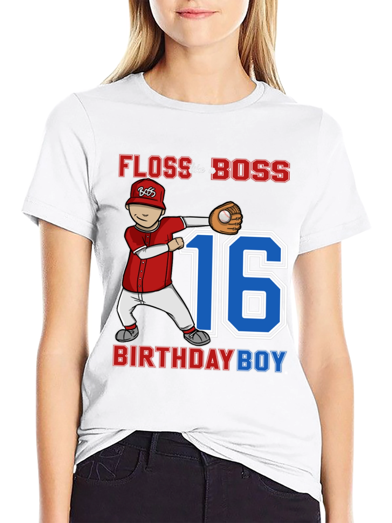 Floss Like a Boss 16th Birthday Boy Baseball T-Shirt