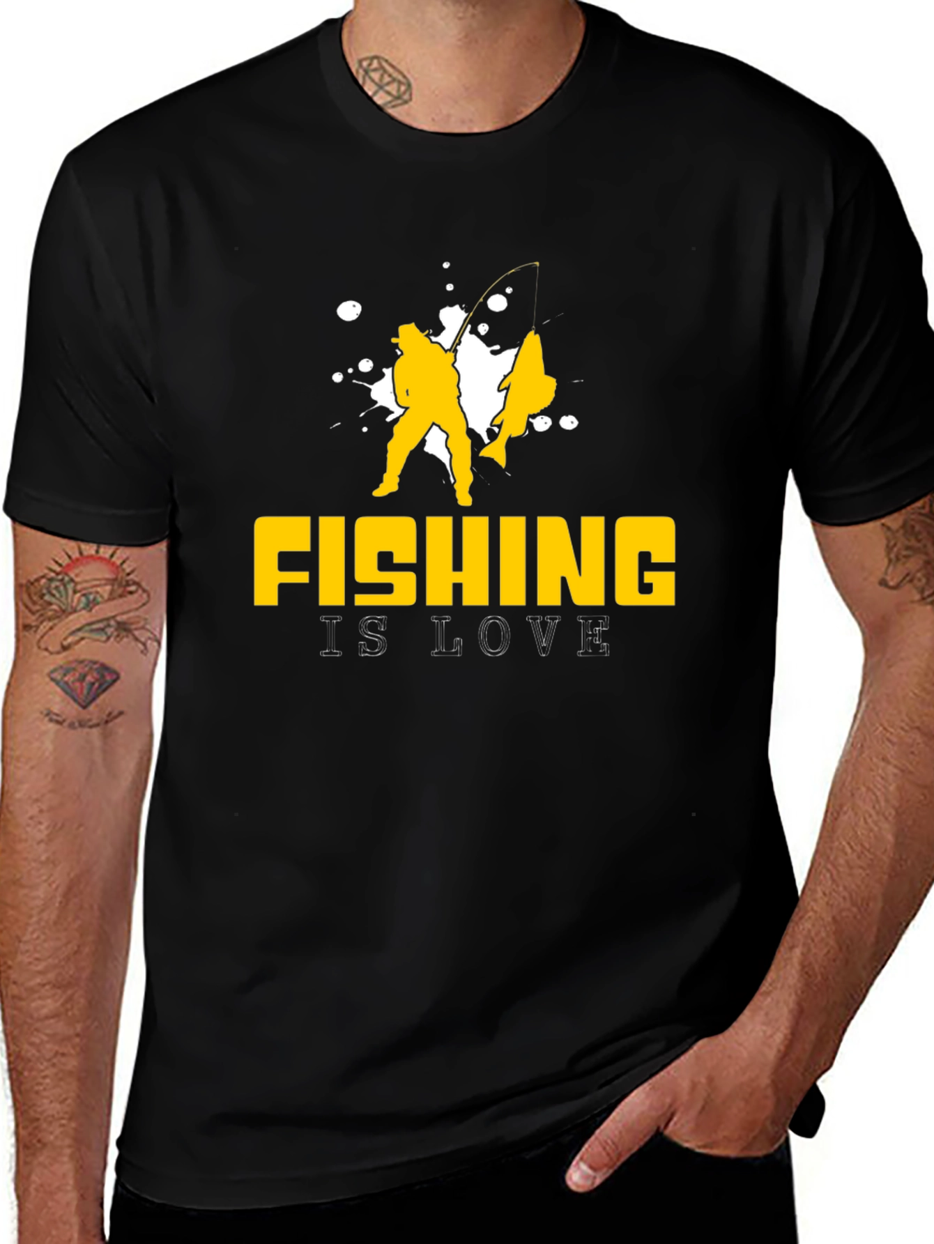 Fishing is Love Black T-Shirt | Angler Gift
