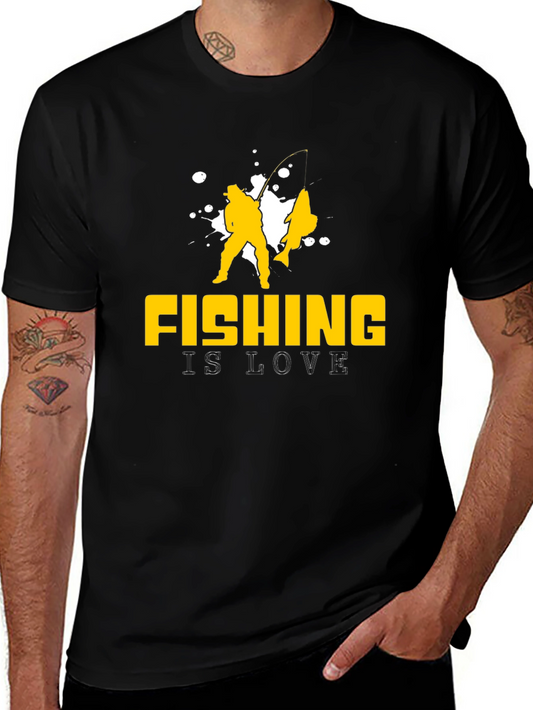 Fishing is Love Black T-Shirt | Angler Gift