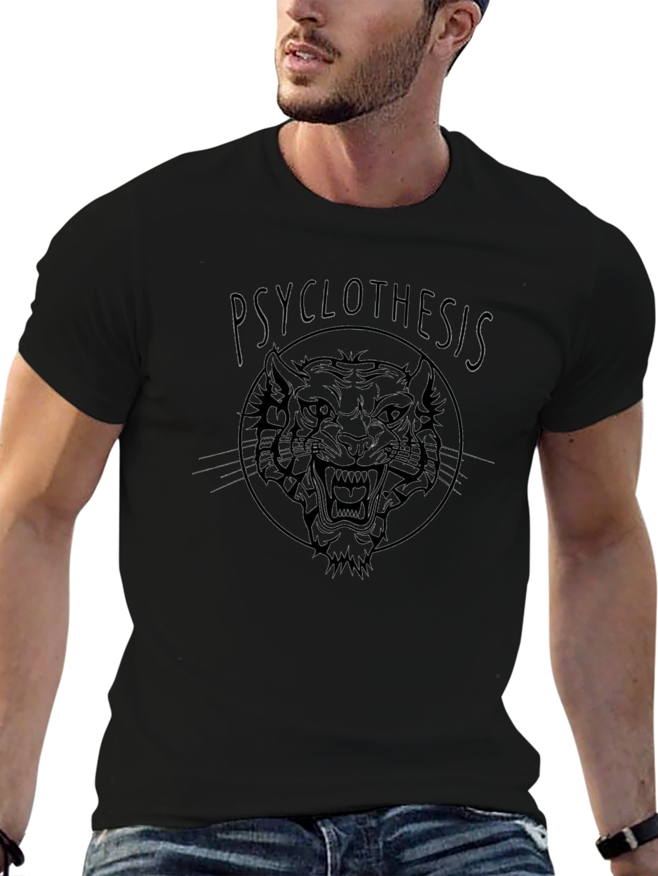 Psyclothiesis Tiger Graphic Black T-Shirt