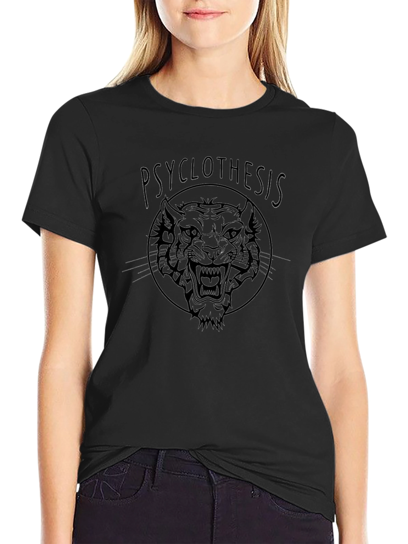 Psyclothiesis Tiger Graphic Black T-Shirt