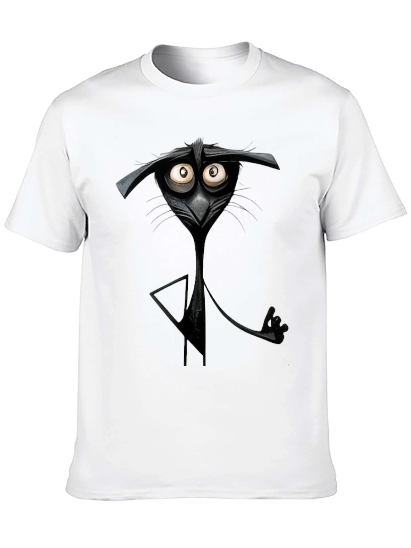 Quirky Cartoon Cat Black T-Shirt - Unique Graphic Tee