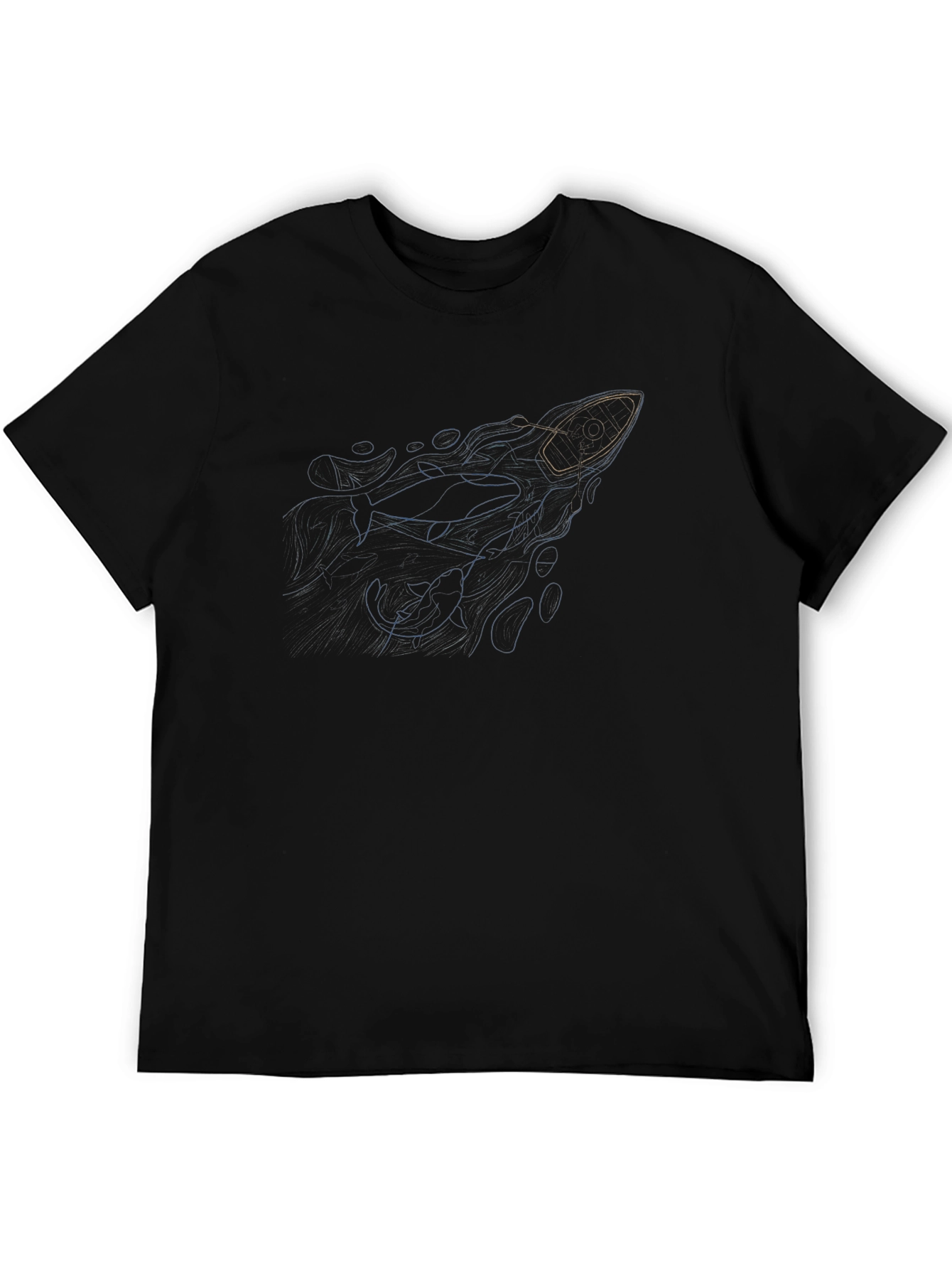 Whale & Boat Graphic Black Tee