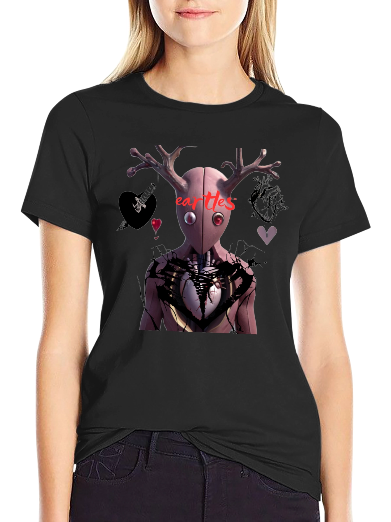 Heartless Graphic Print Black T-Shirt