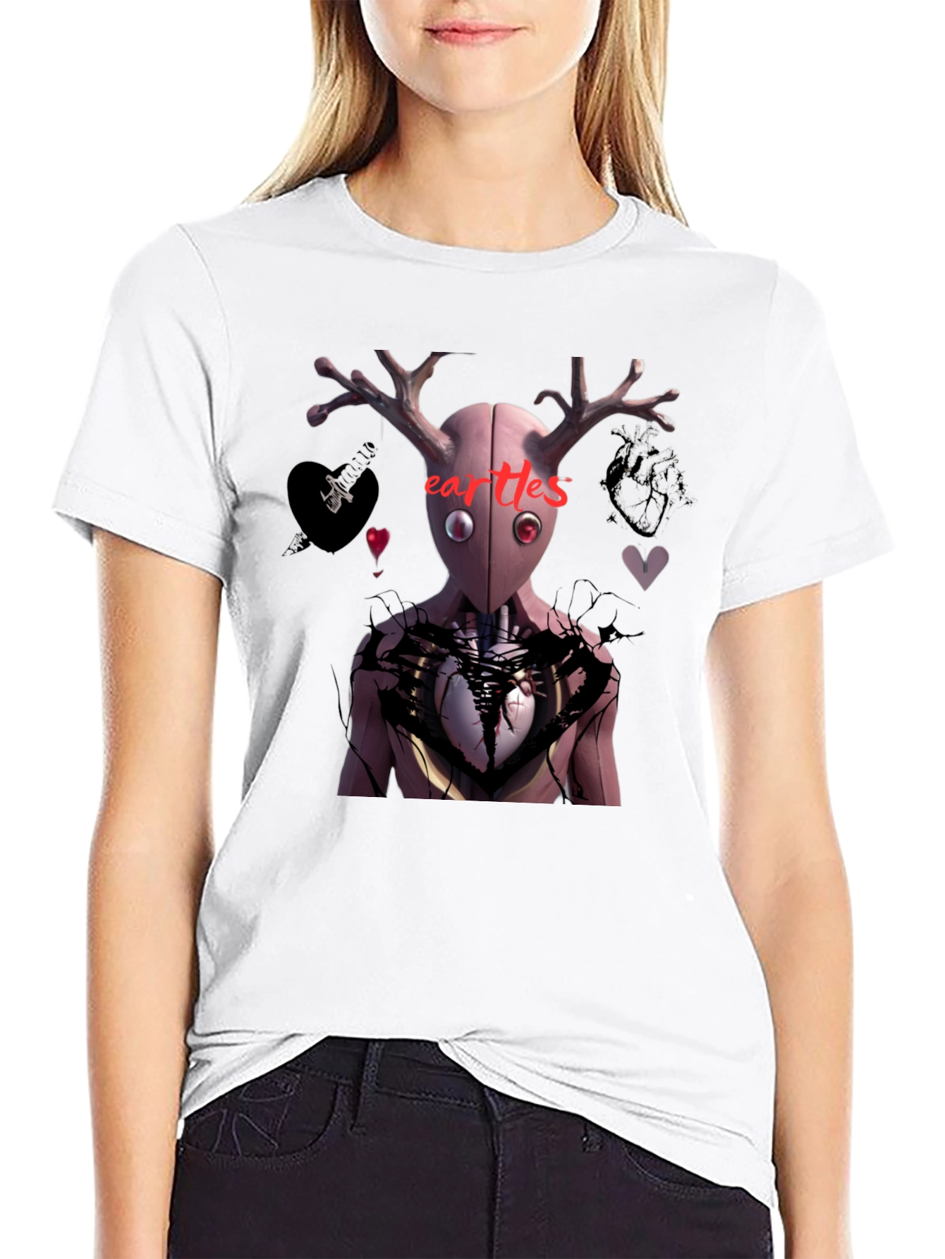 Heartless Graphic Print Black T-Shirt