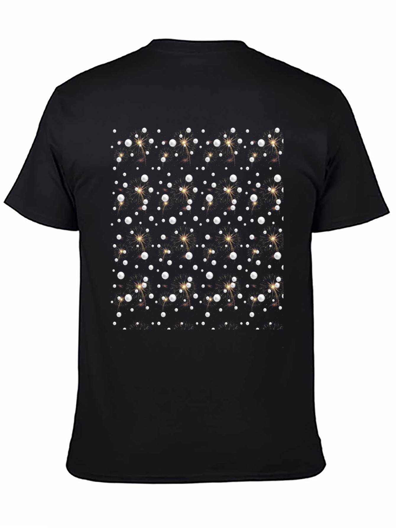 Sparkling Pearl Pattern Black T-Shirt