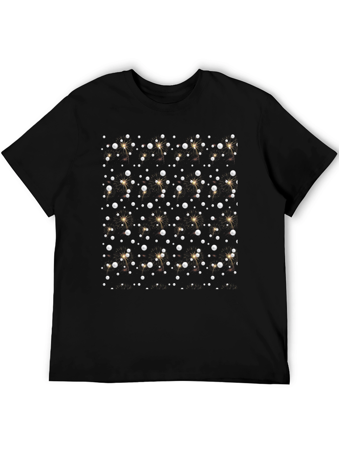 Sparkling Pearl Pattern Black T-Shirt
