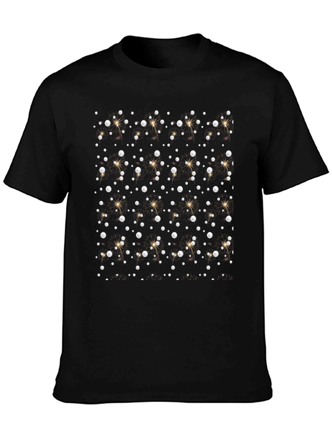 Sparkling Pearl Pattern Black T-Shirt