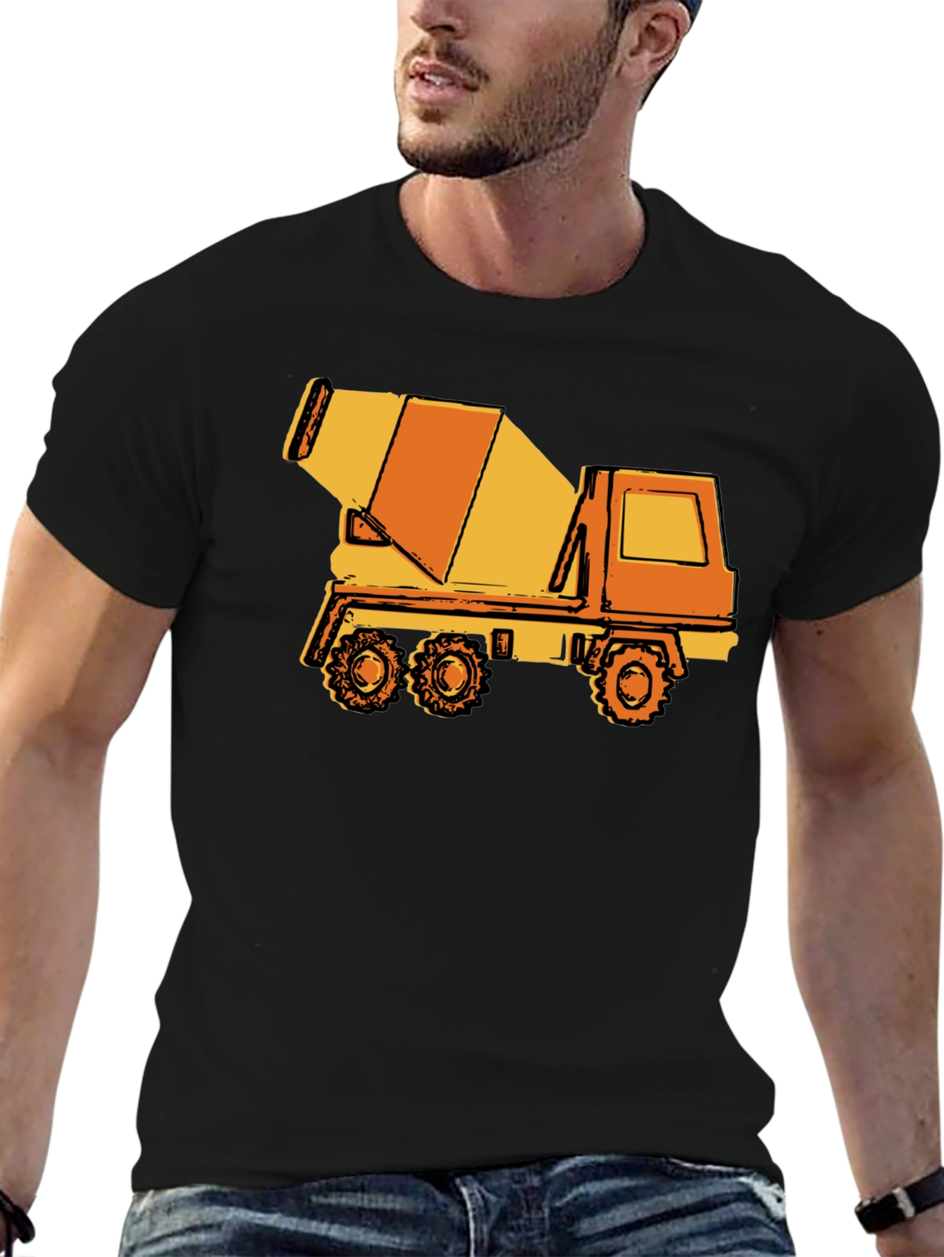 Concrete Mixer Truck Graphic Tee - Black
