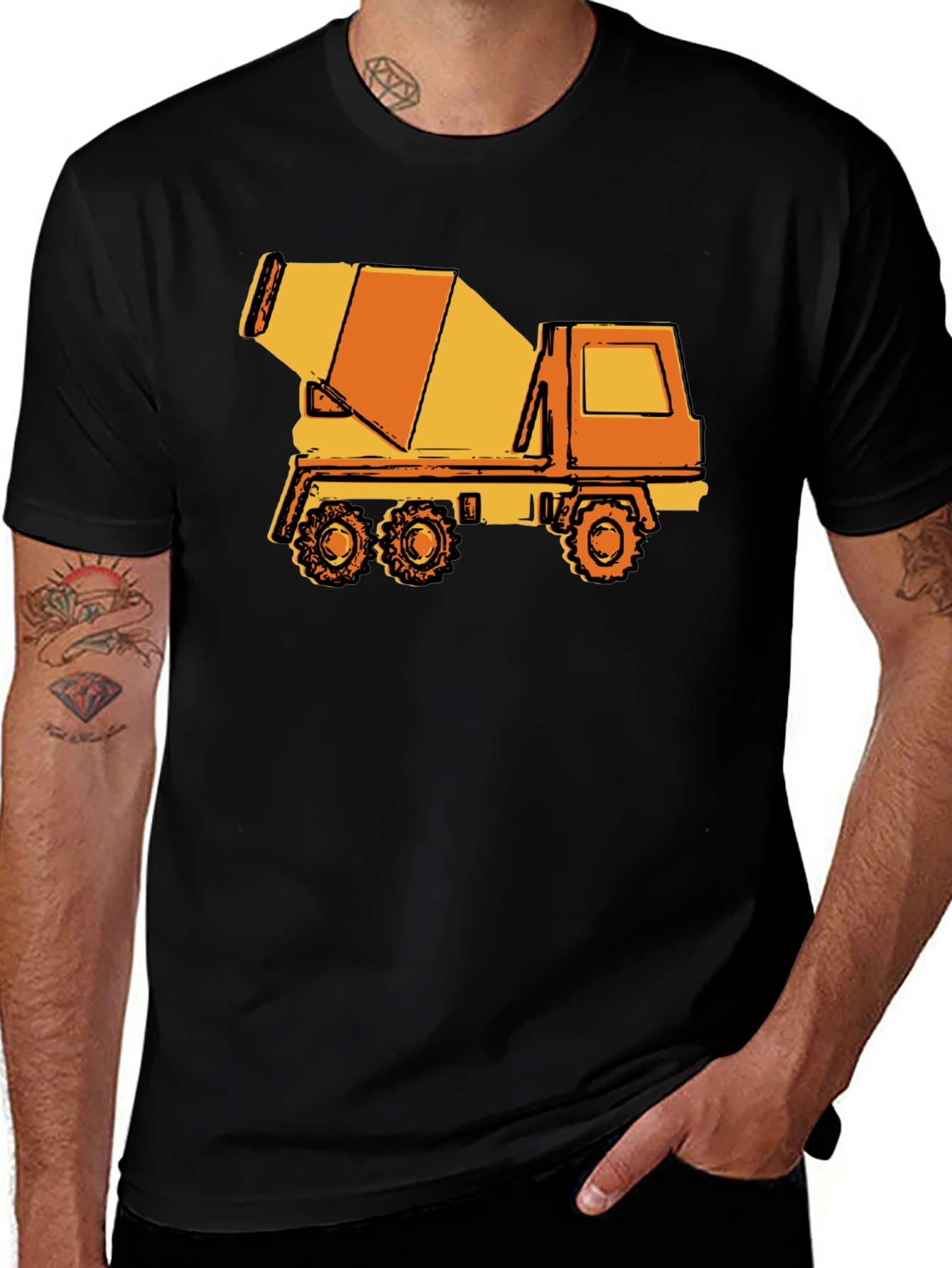 Concrete Mixer Truck Graphic Tee - Black