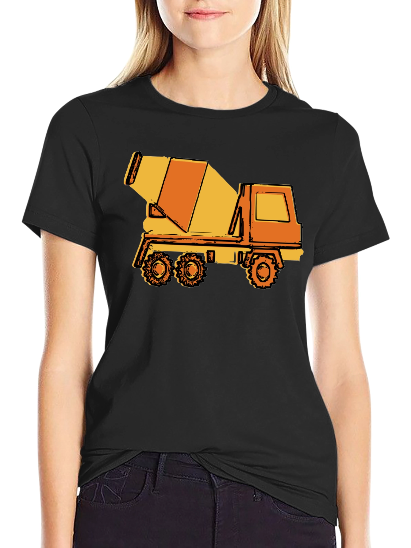 Concrete Mixer Truck Graphic Tee - Black
