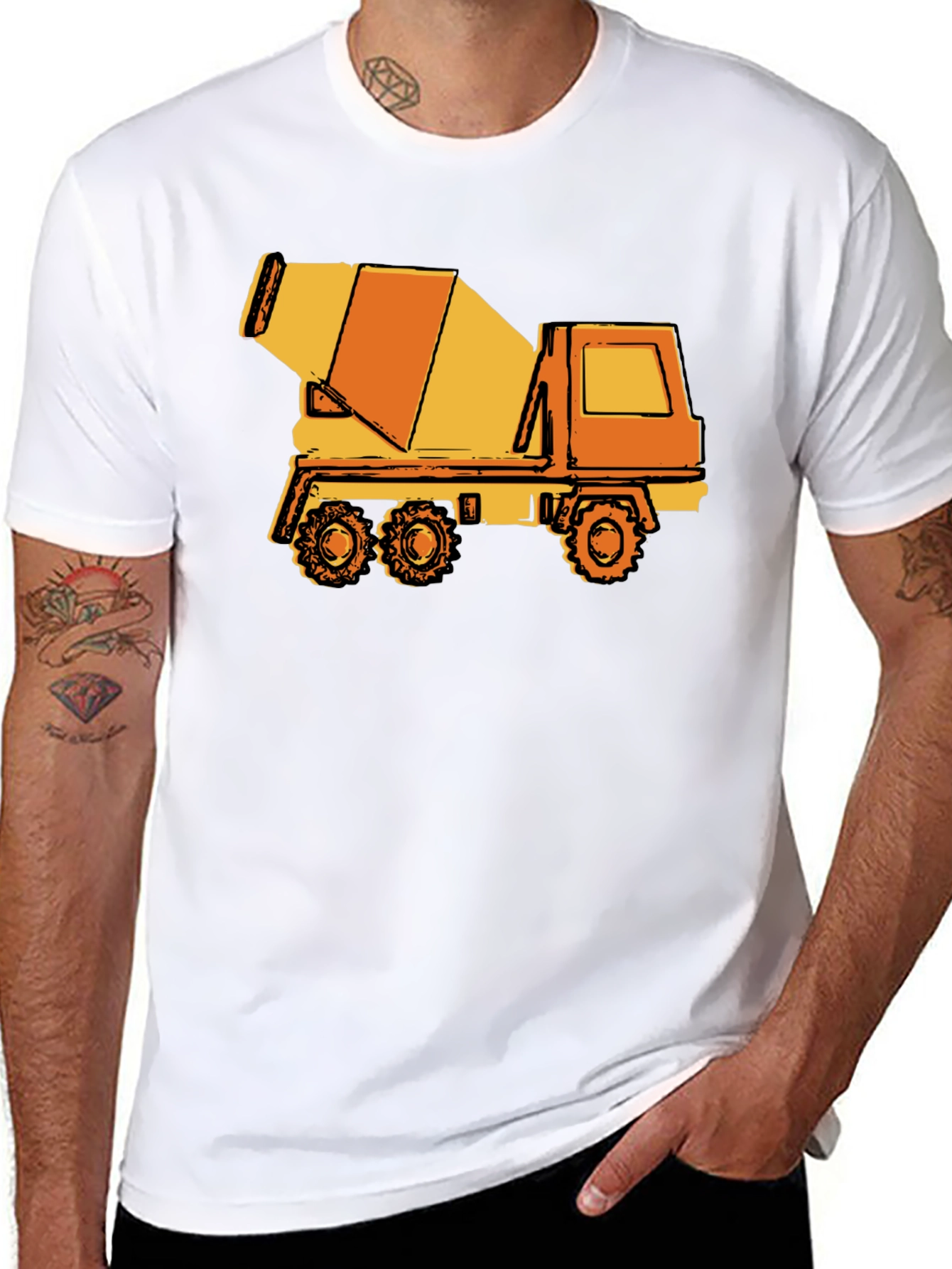 Concrete Mixer Truck Graphic Tee - Black