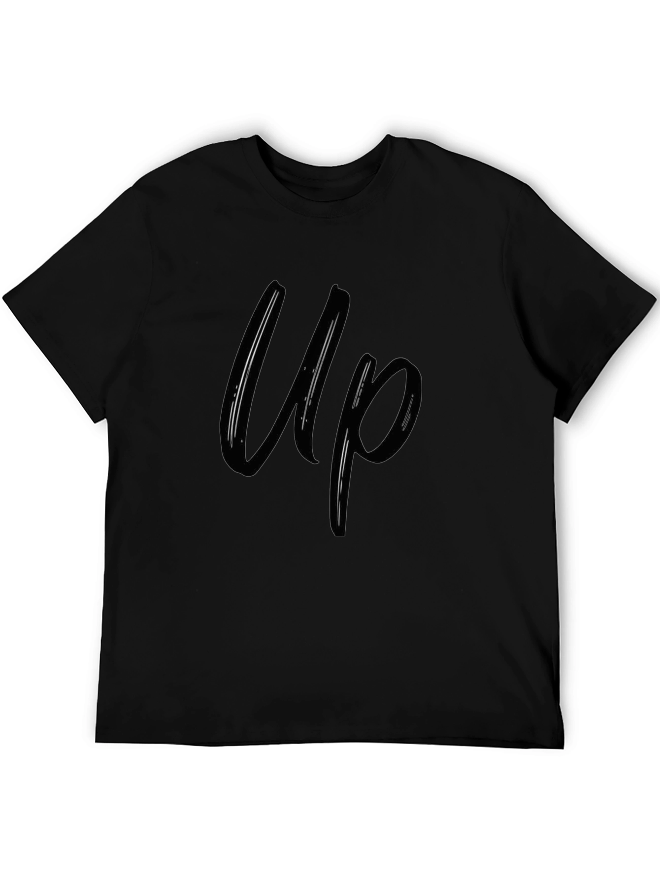 Up Graphic Print T-Shirt - Casual Black Tee