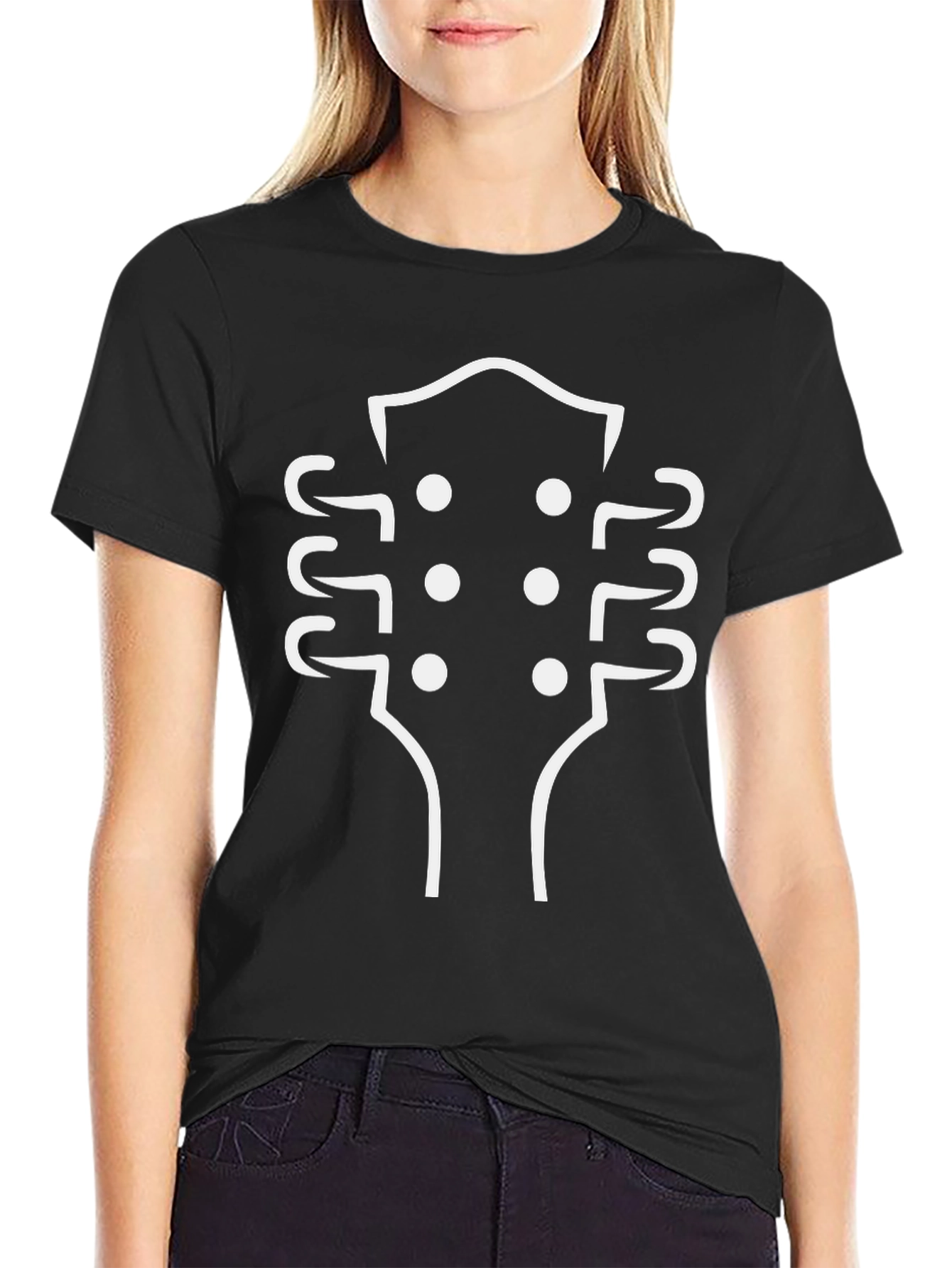 Guitar Headstock Graphic Tee - Black
