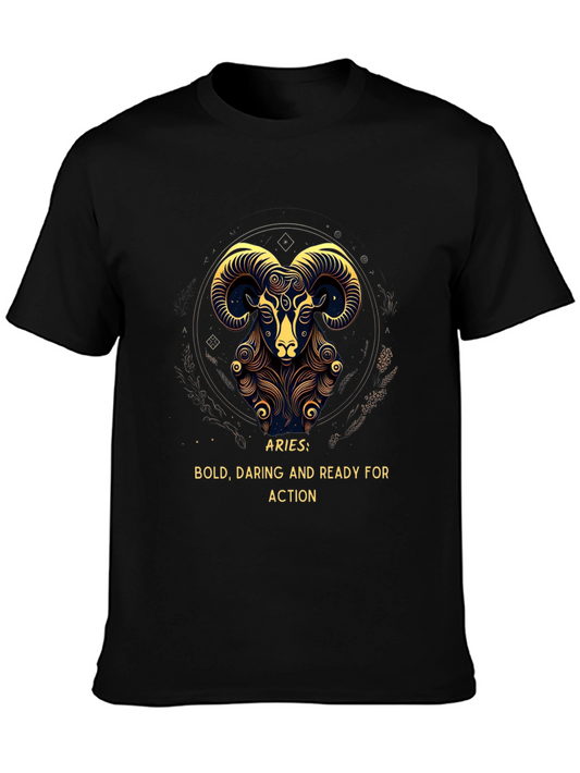 Aries Zodiac Black Graphic Tee