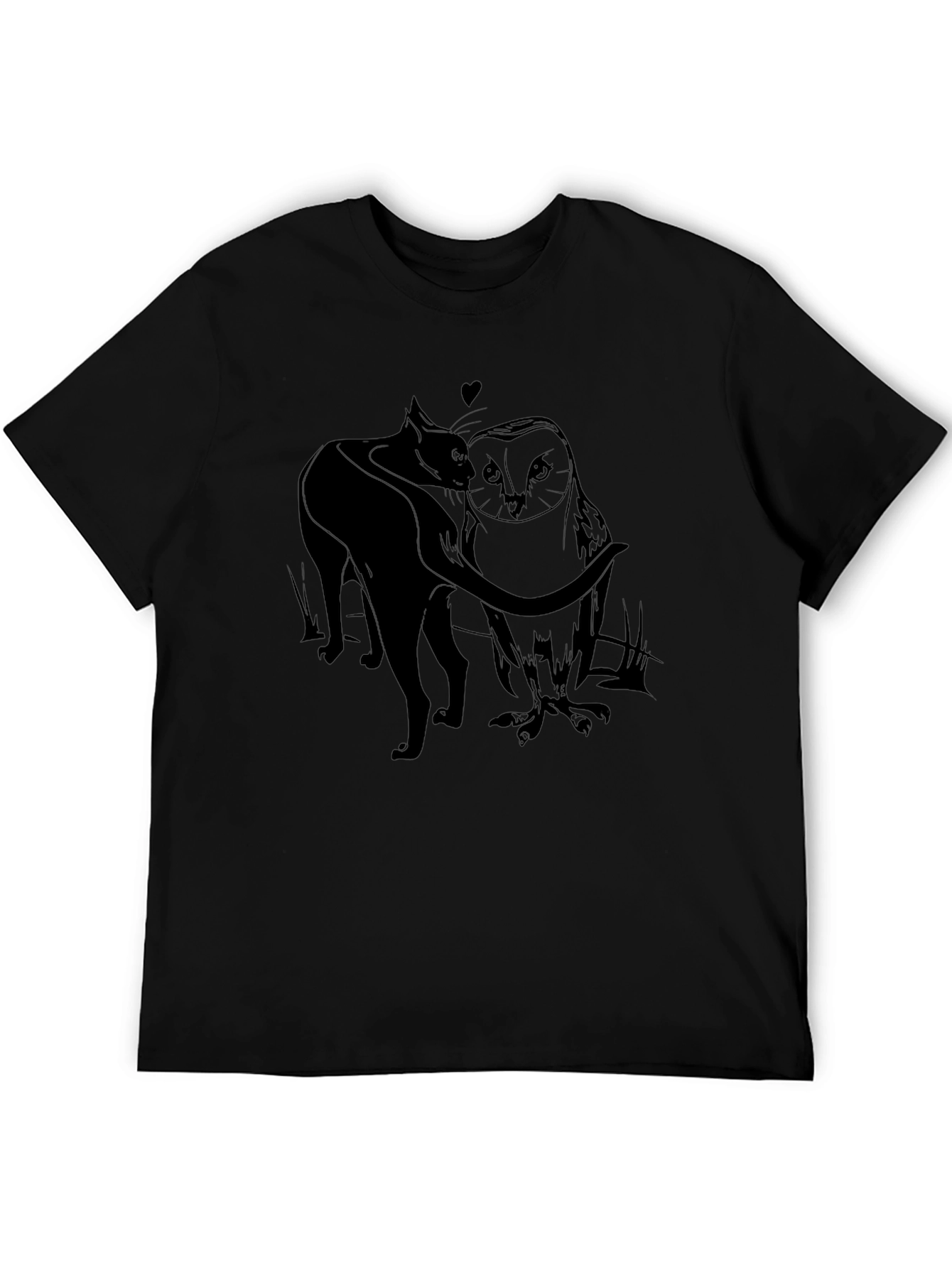 Cat & Owl Love T-Shirt - Unique Graphic Tee