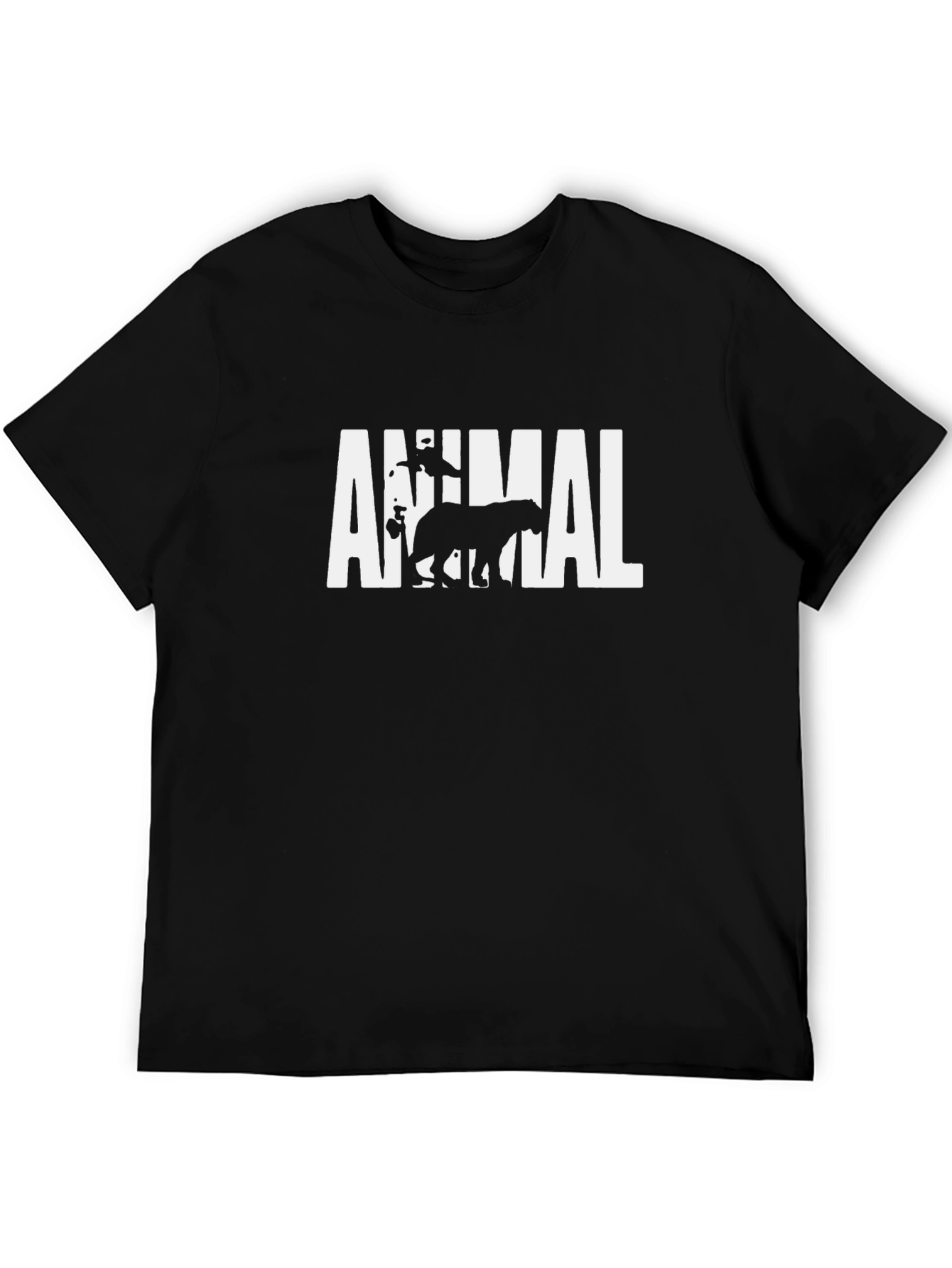 Animal Graphic Print Mens Black T-Shirt