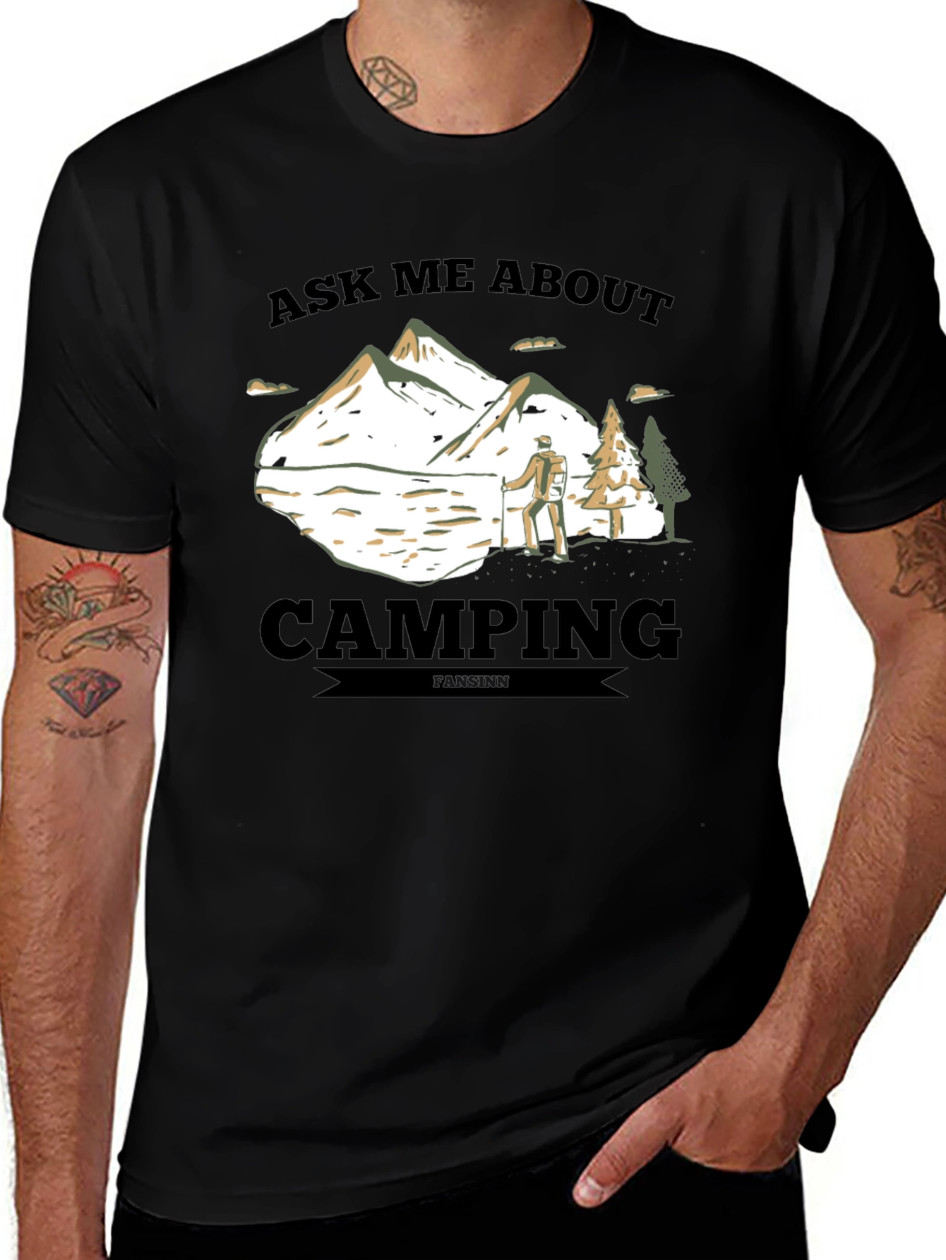 Ask Me About Camping Black T-Shirt