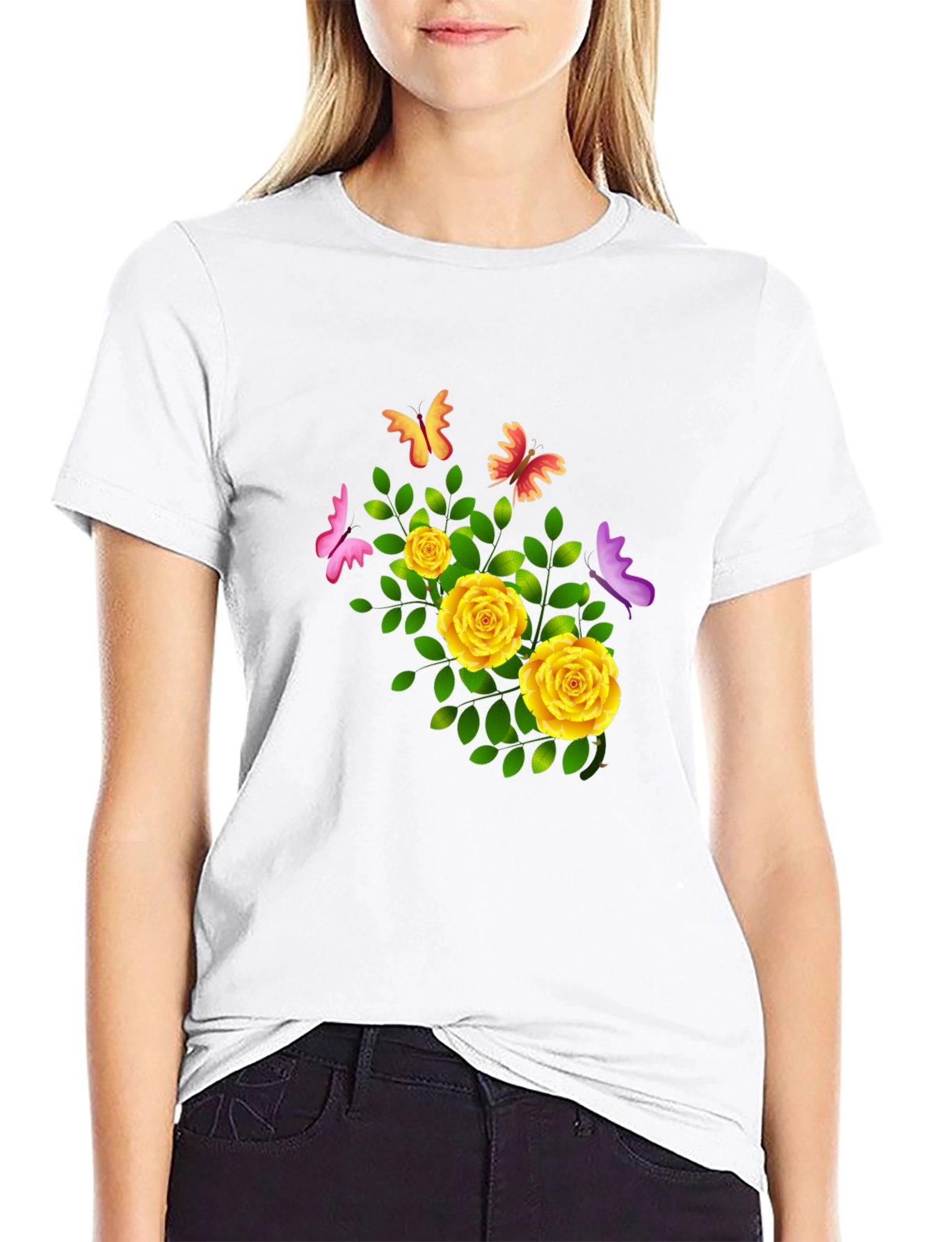 Floral Butterfly T-Shirt - Stylish & Trendy