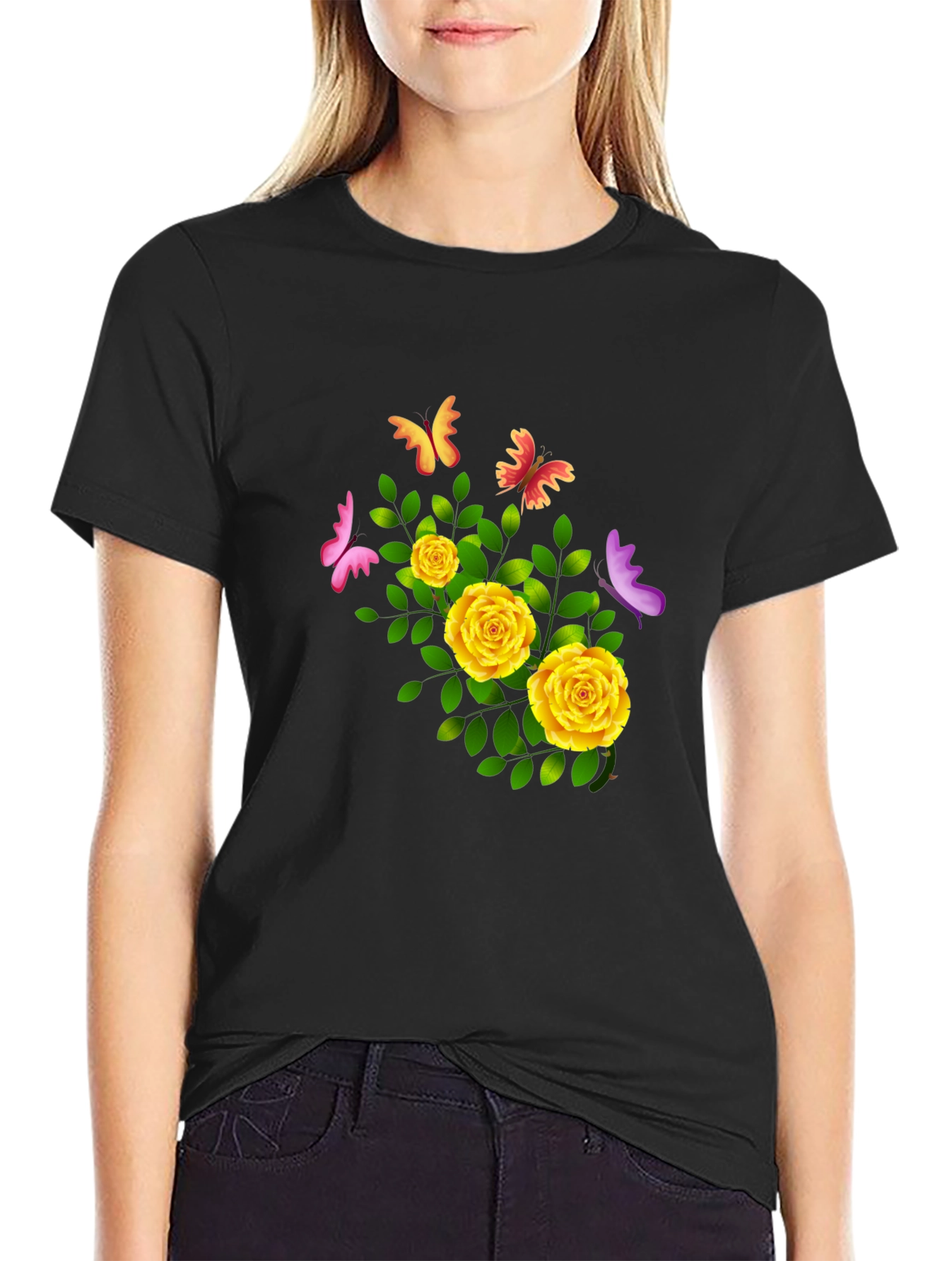 Floral Butterfly T-Shirt - Stylish & Trendy