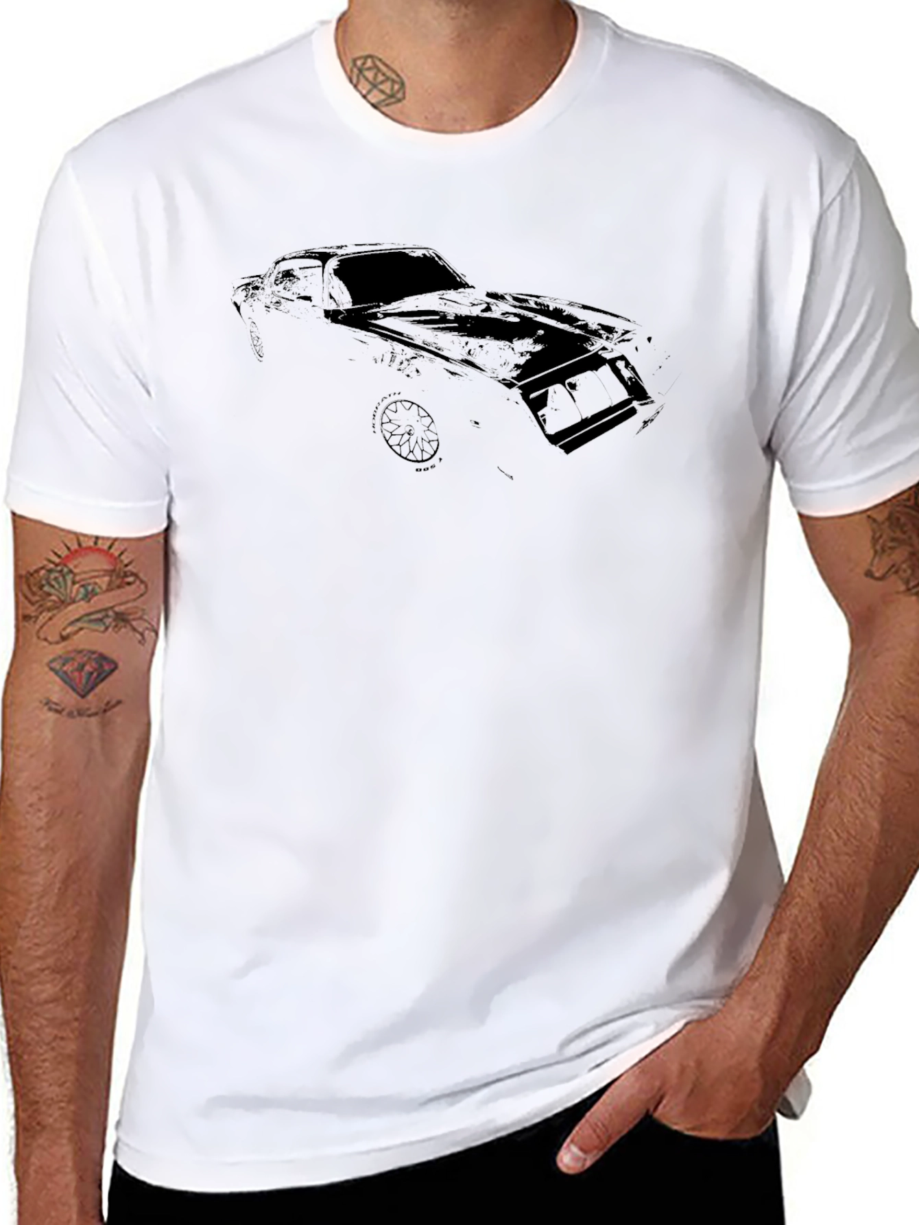Mens Black Car Graphic Tee