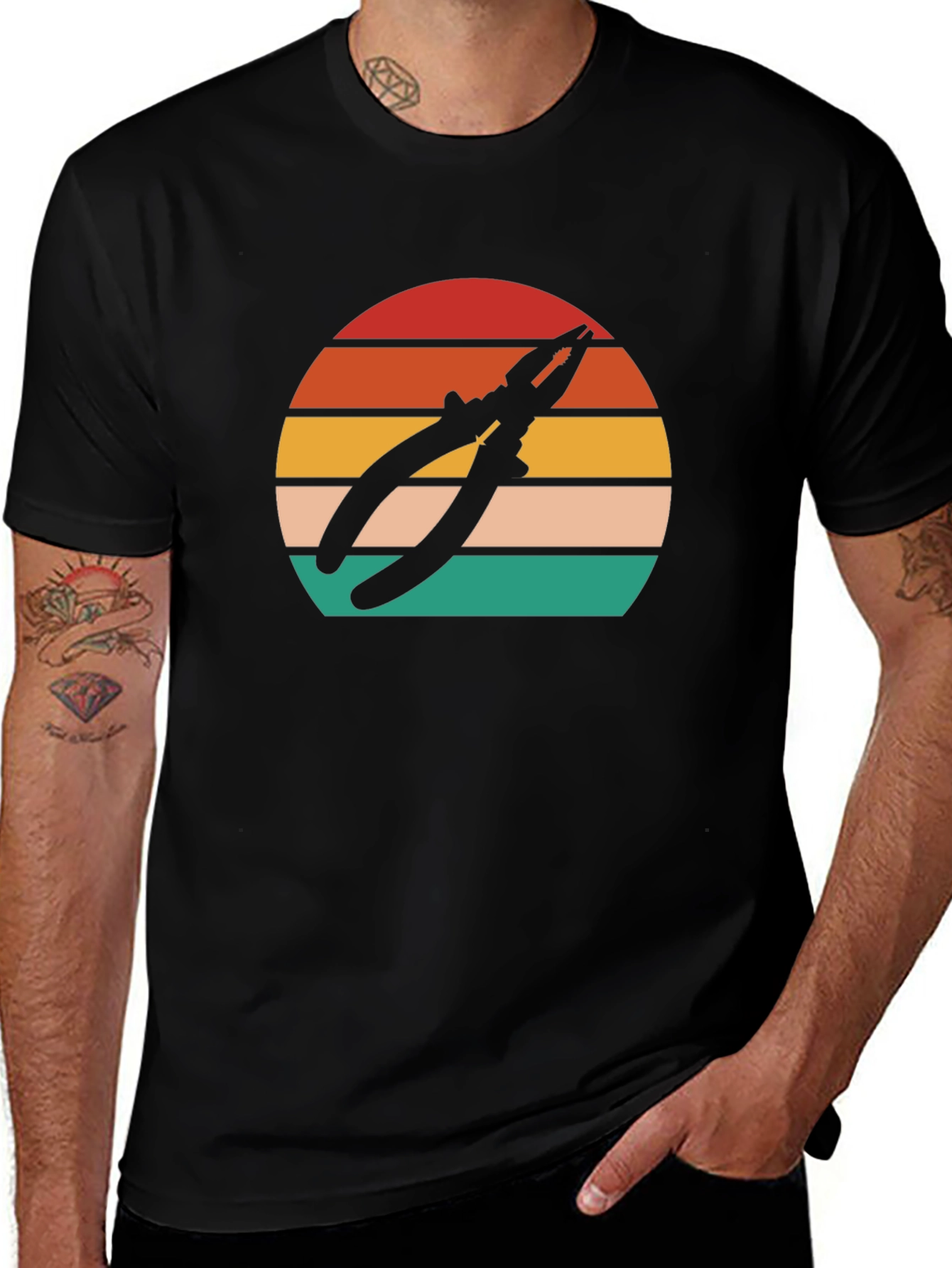 Pliers Sunset Graphic T-Shirt - Black Cotton Tee