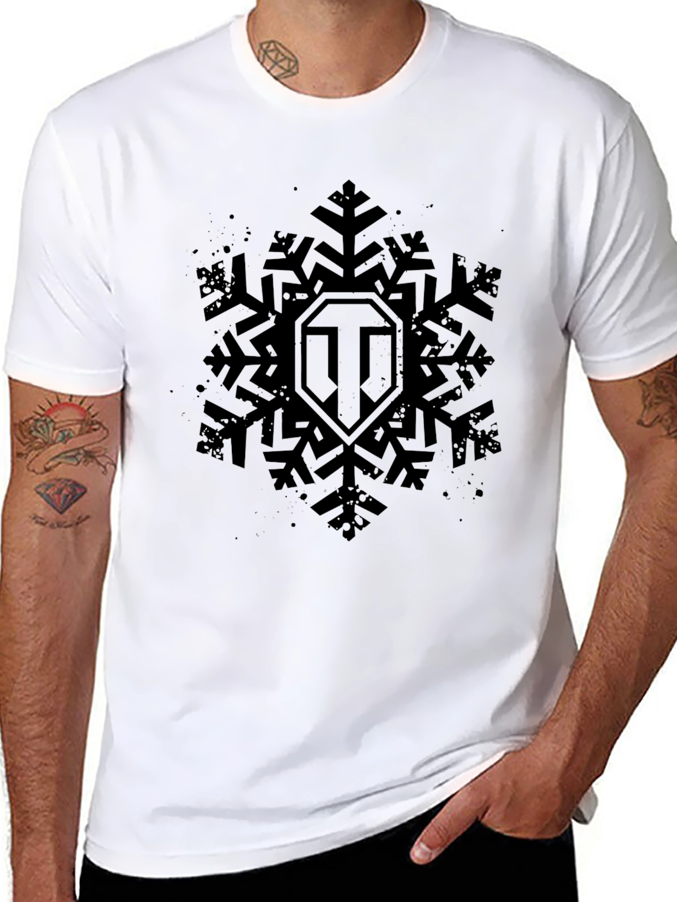 World of Tanks Snowflake Logo Black T-Shirt