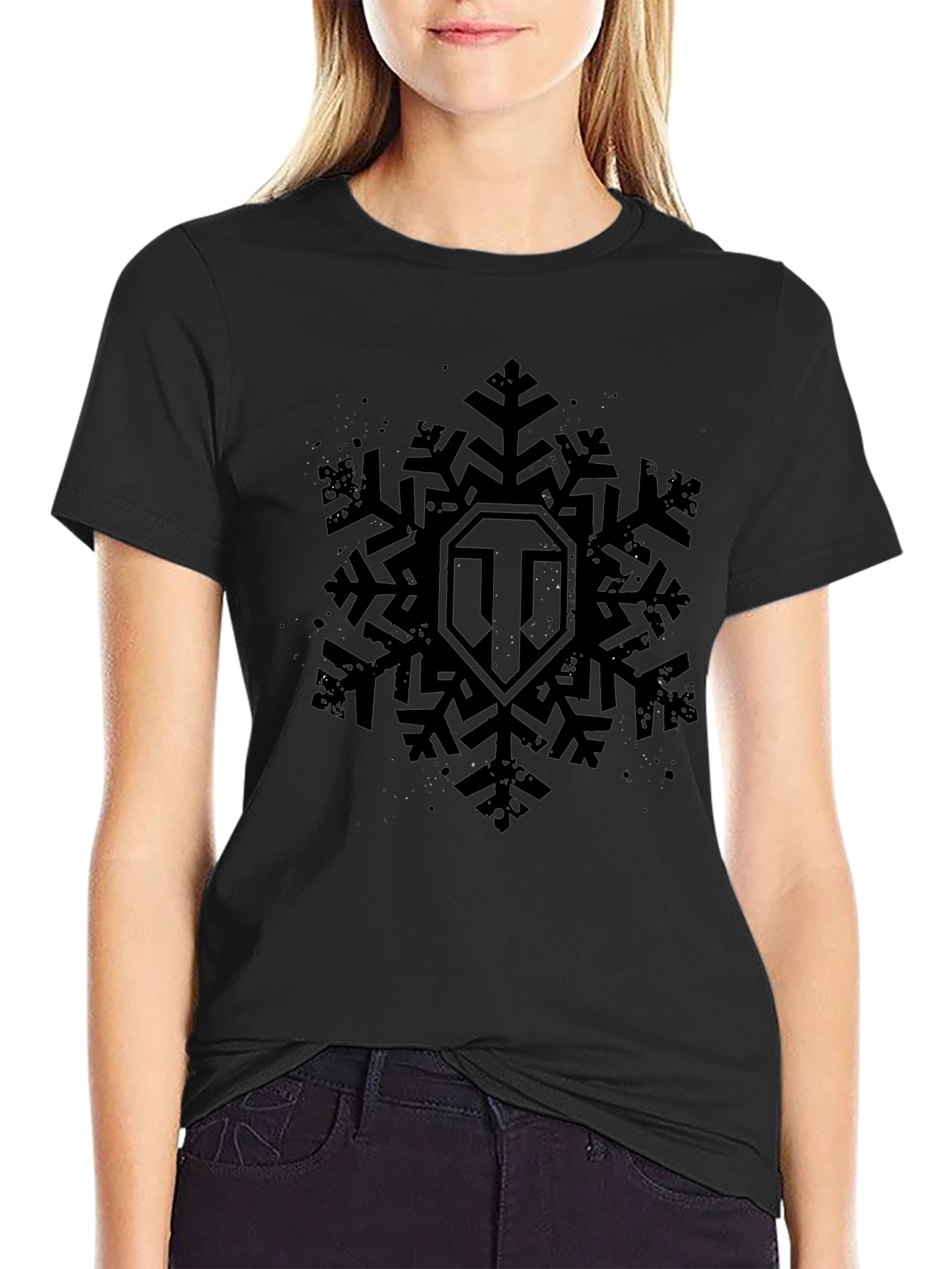 World of Tanks Snowflake Logo Black T-Shirt