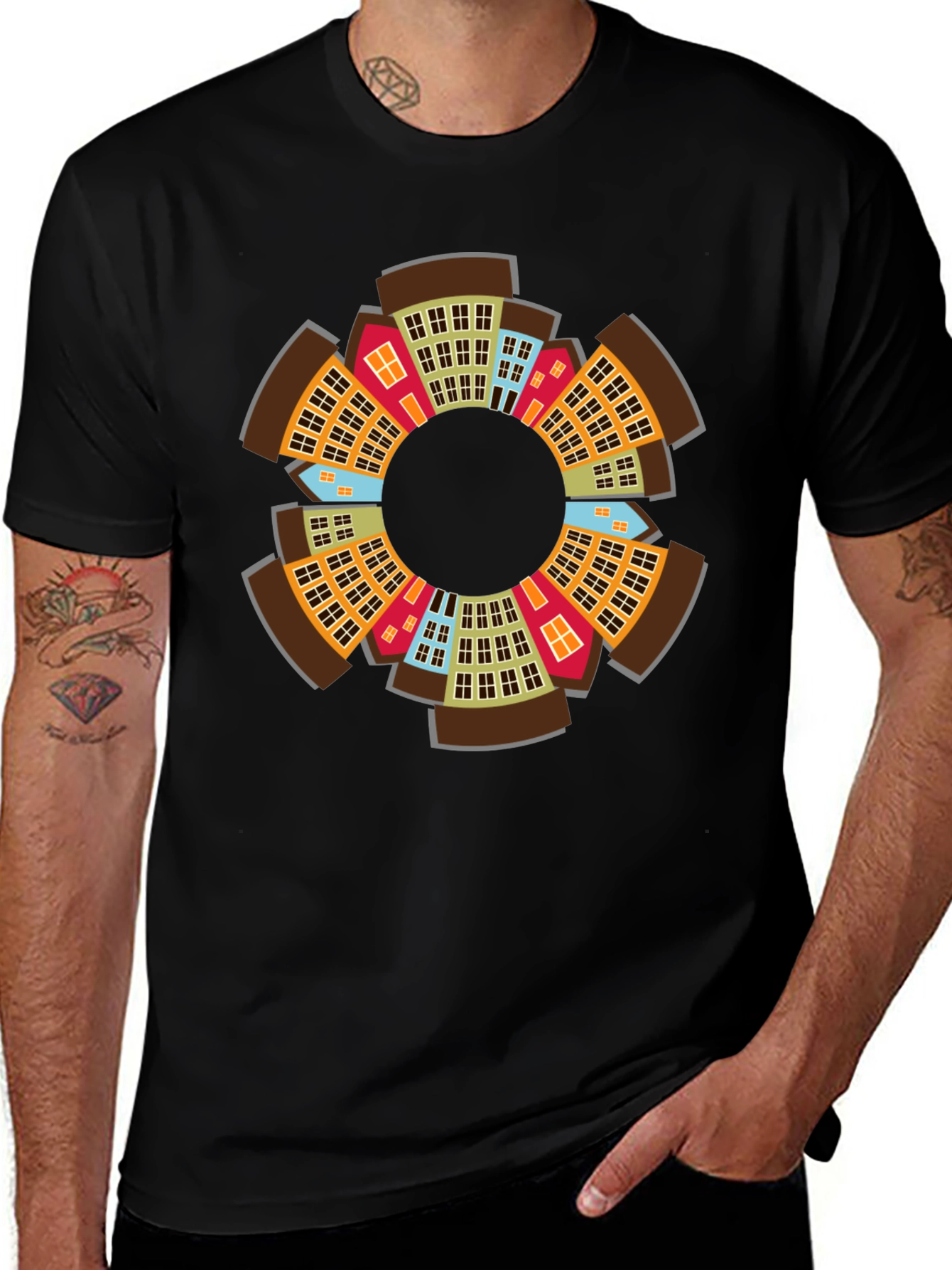 Urban Circle Graphic Tee - Cityscape Fashion