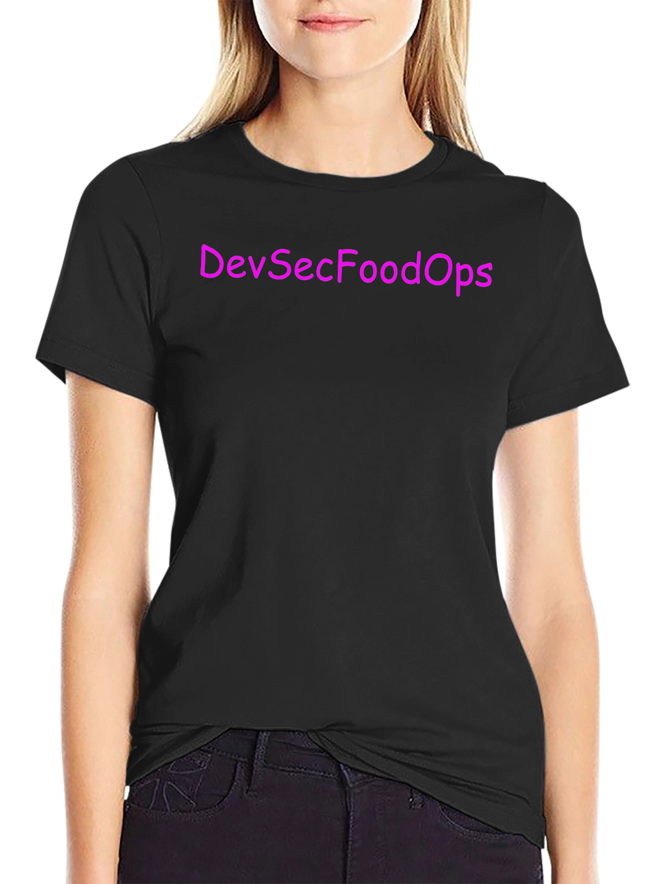 DevSecFoodOps T-Shirt - Black Crew Neck
