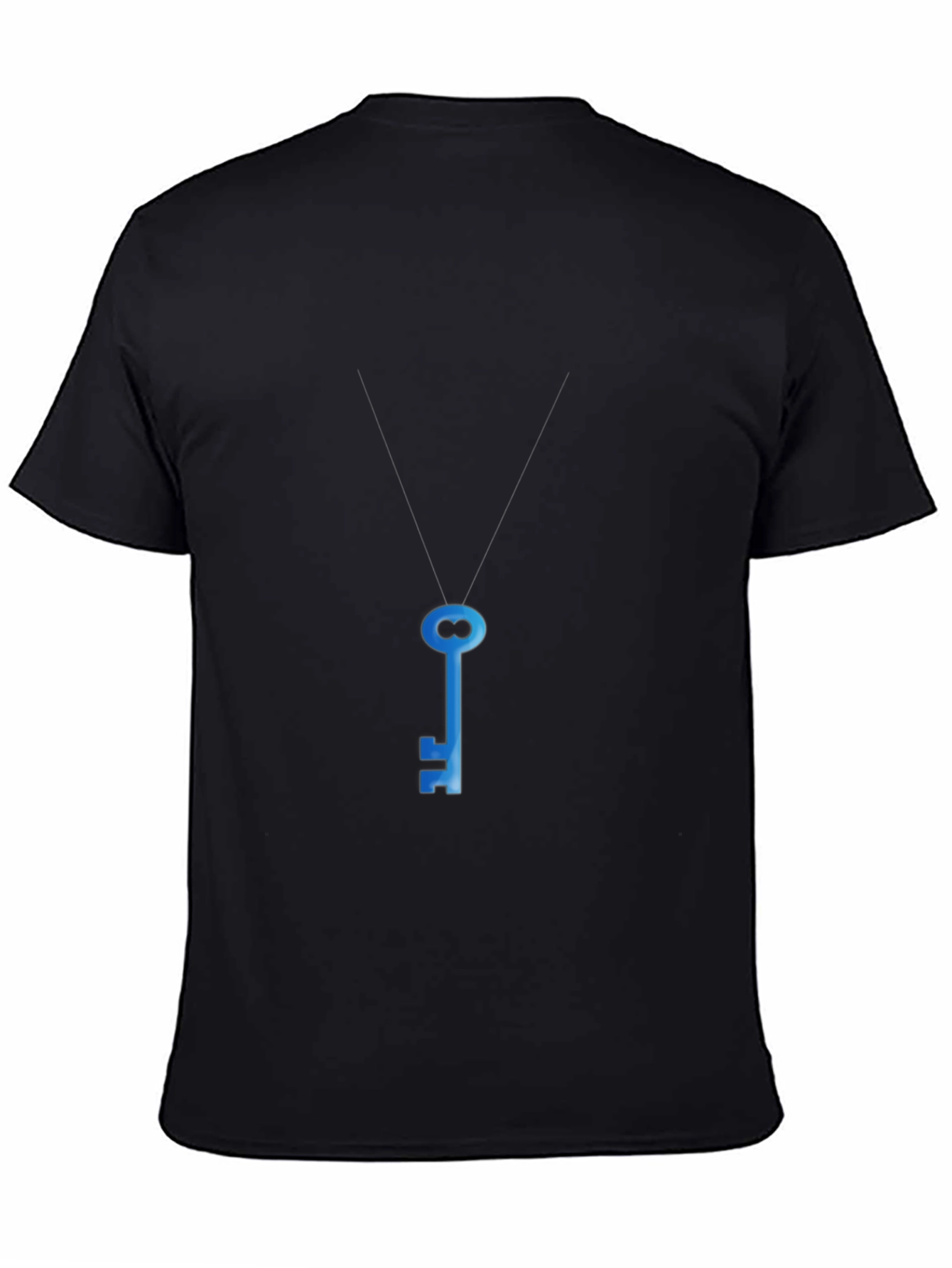 Mens Black T-Shirt with Blue Key Graphic