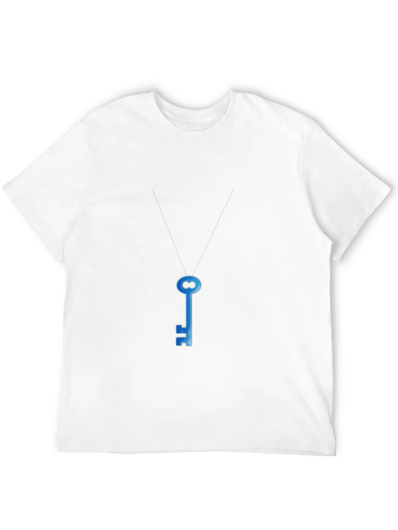 Mens Black T-Shirt with Blue Key Graphic