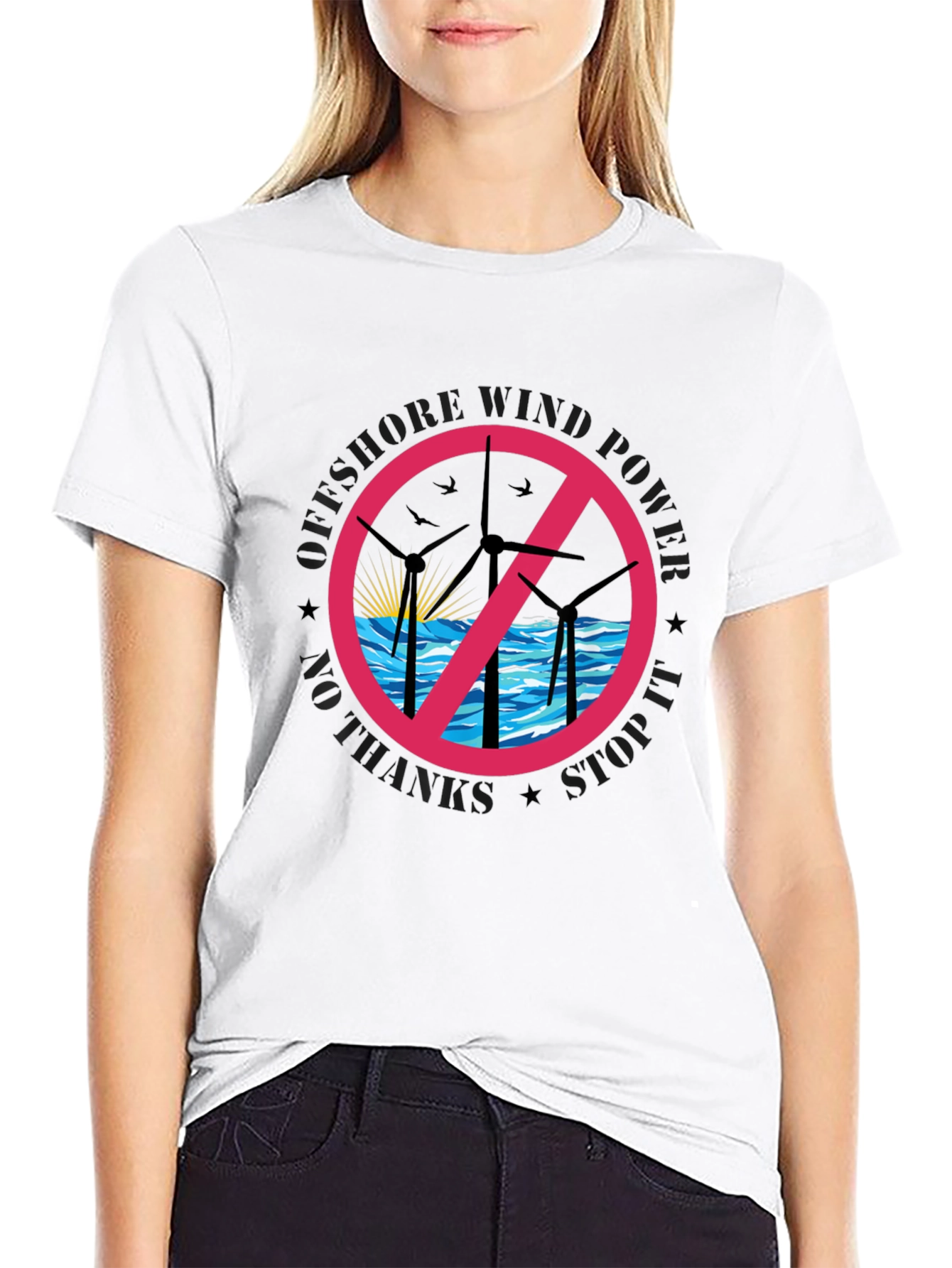 No Offshore Wind Power Graphic T-Shirt
