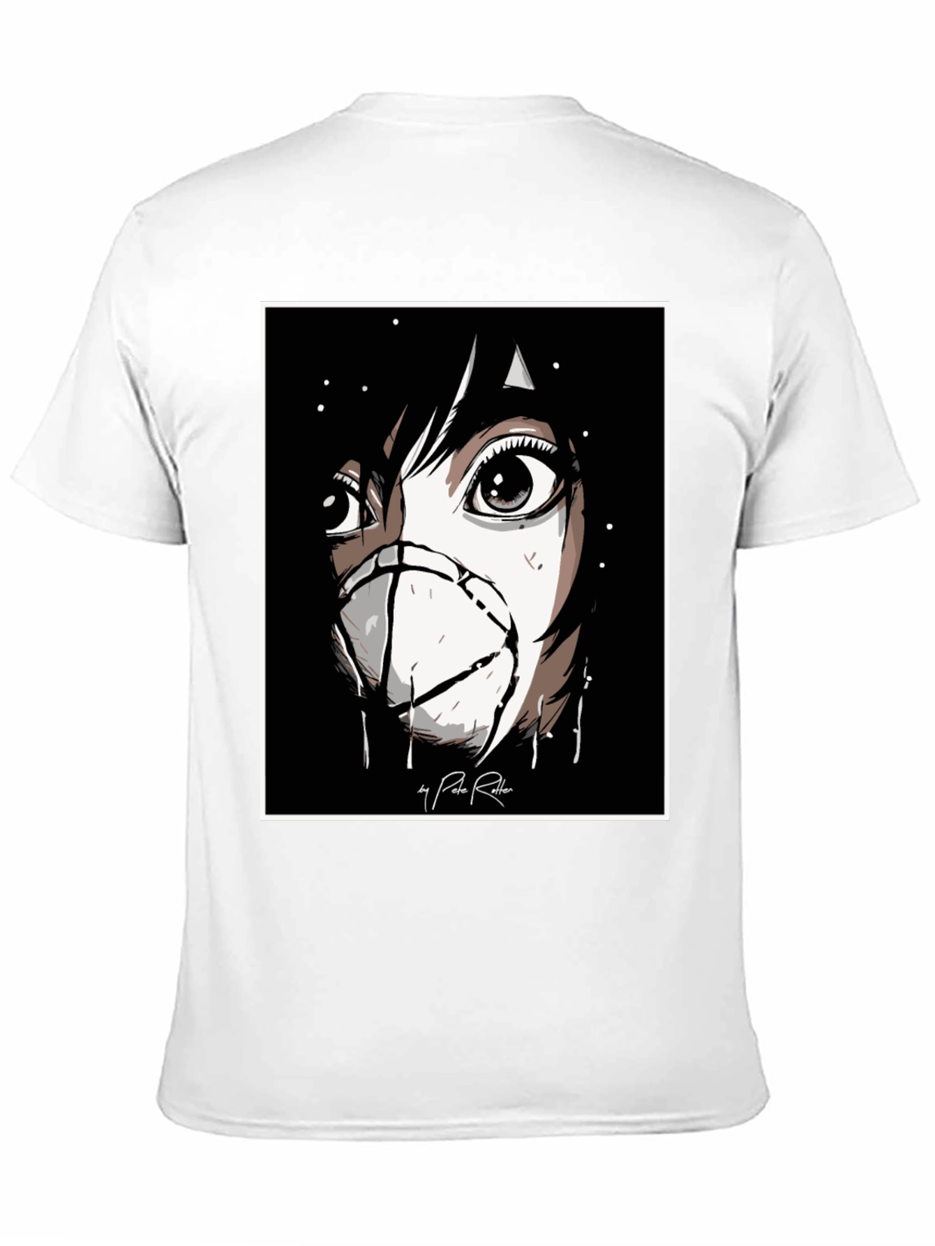 Anime Mask Graphic Black T-Shirt