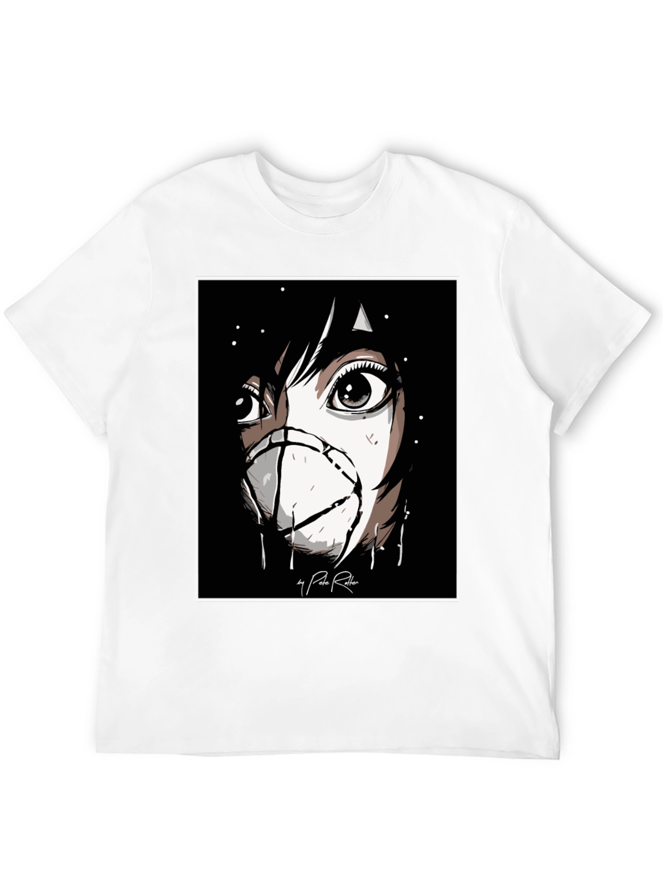 Anime Mask Graphic Black T-Shirt