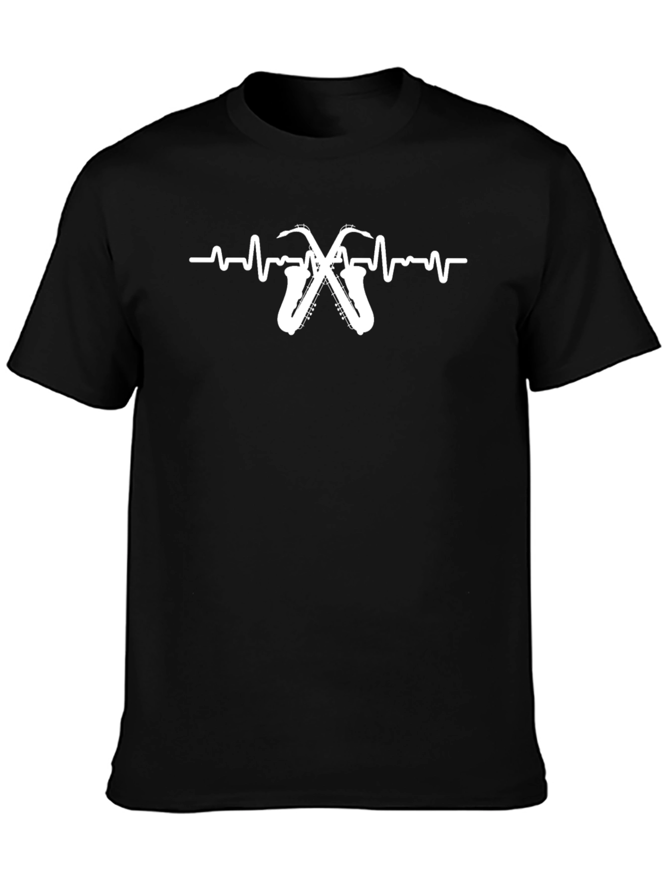 Saxophone Heartbeat Graphic Tee - Music Lover T-Shirt