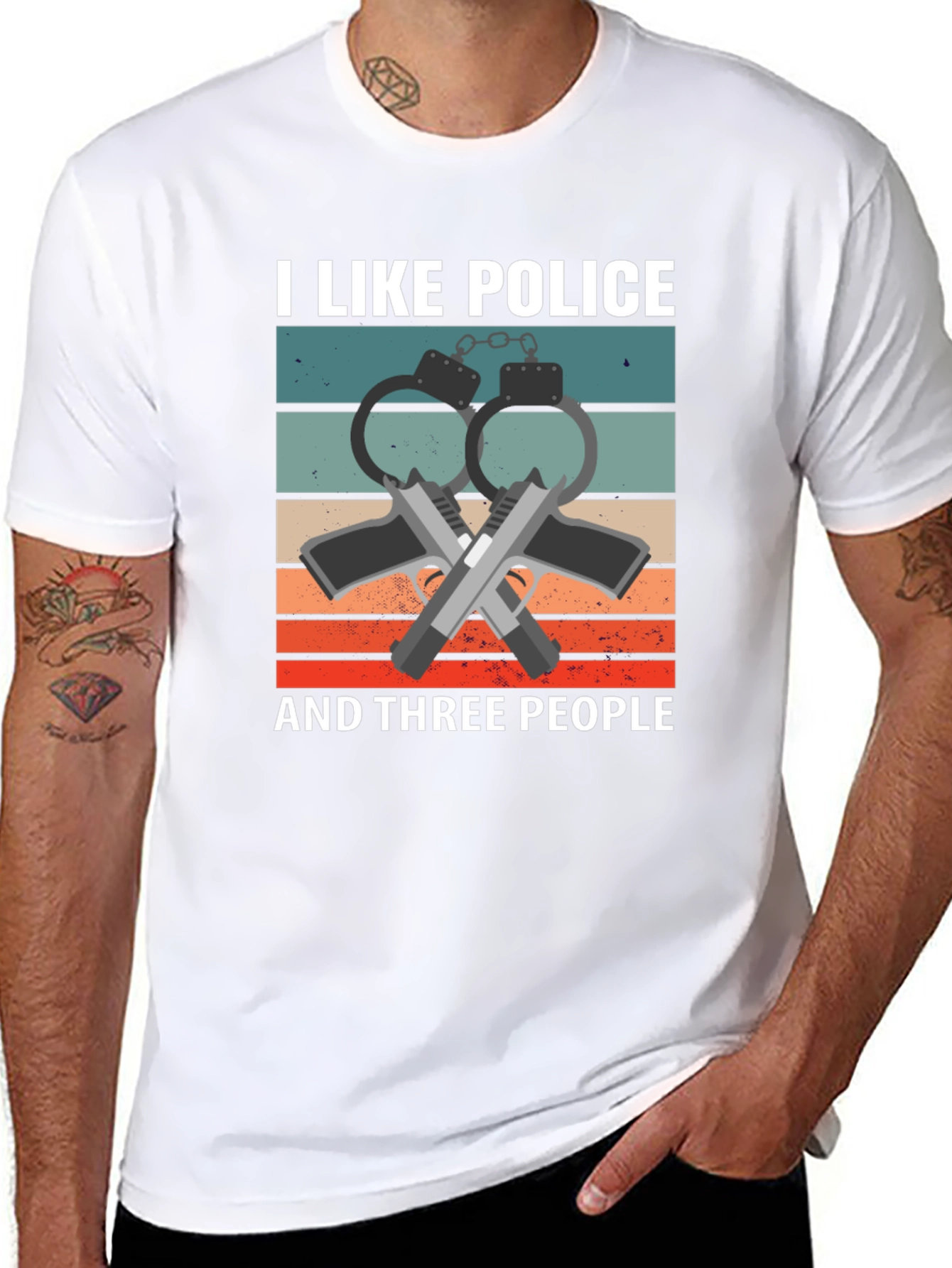 I Like Police and Three People Graphic T-Shirt