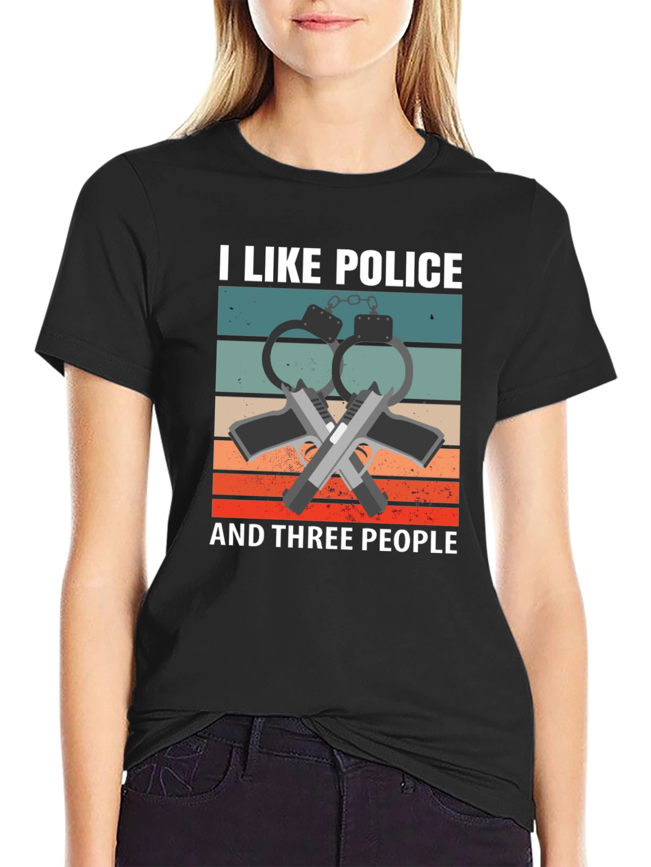 I Like Police and Three People Graphic T-Shirt