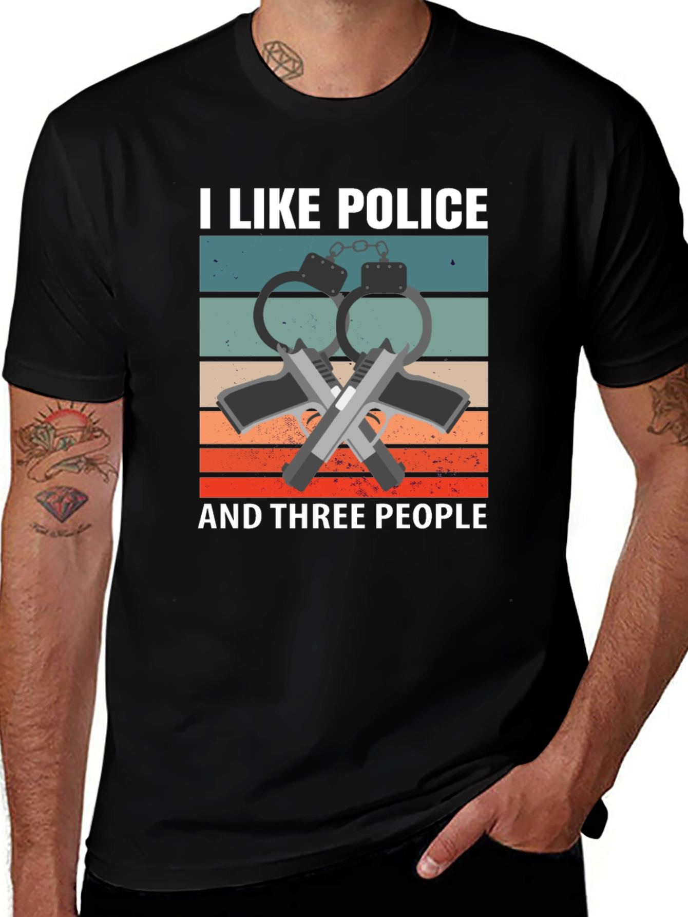 I Like Police and Three People Graphic T-Shirt