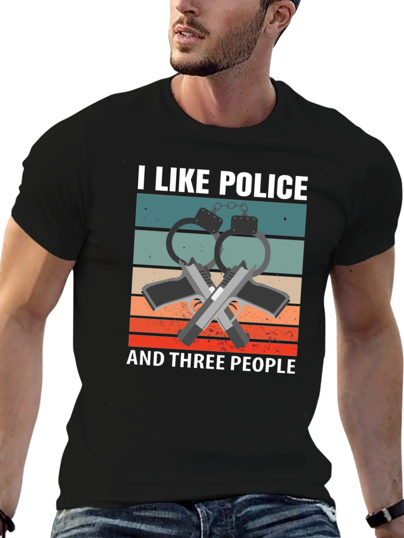 I Like Police and Three People Graphic T-Shirt