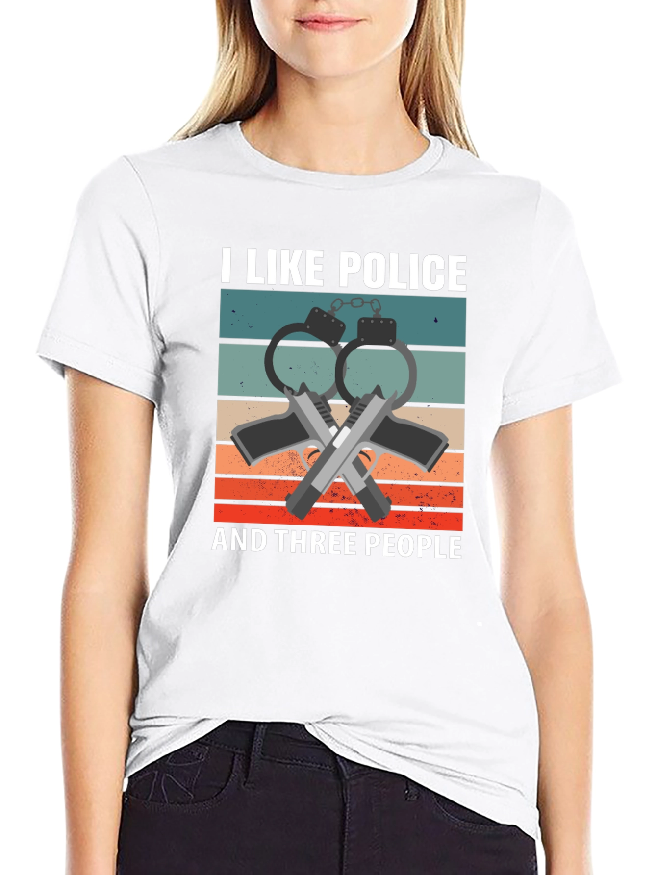 I Like Police and Three People Graphic T-Shirt
