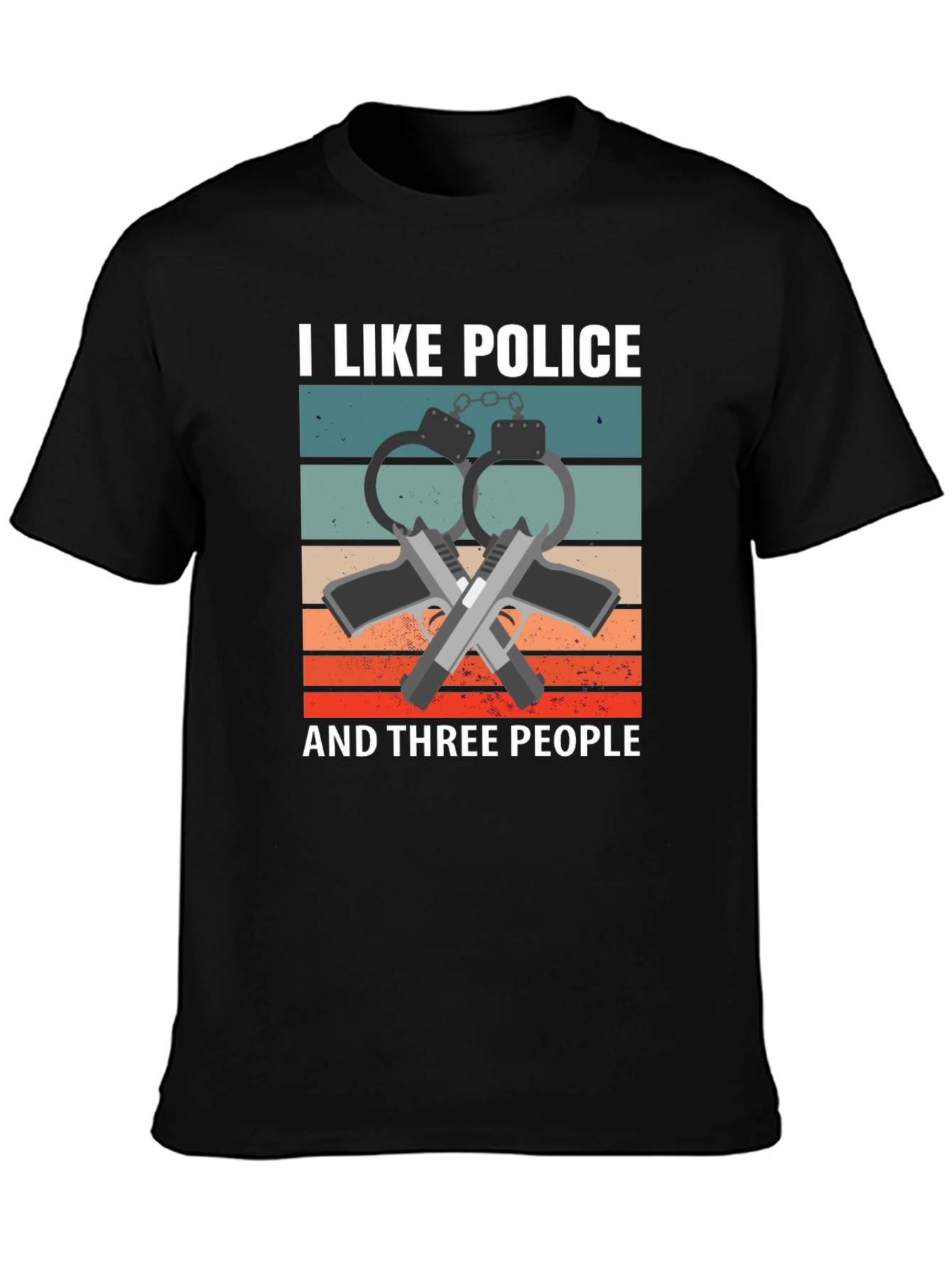 I Like Police and Three People Graphic T-Shirt