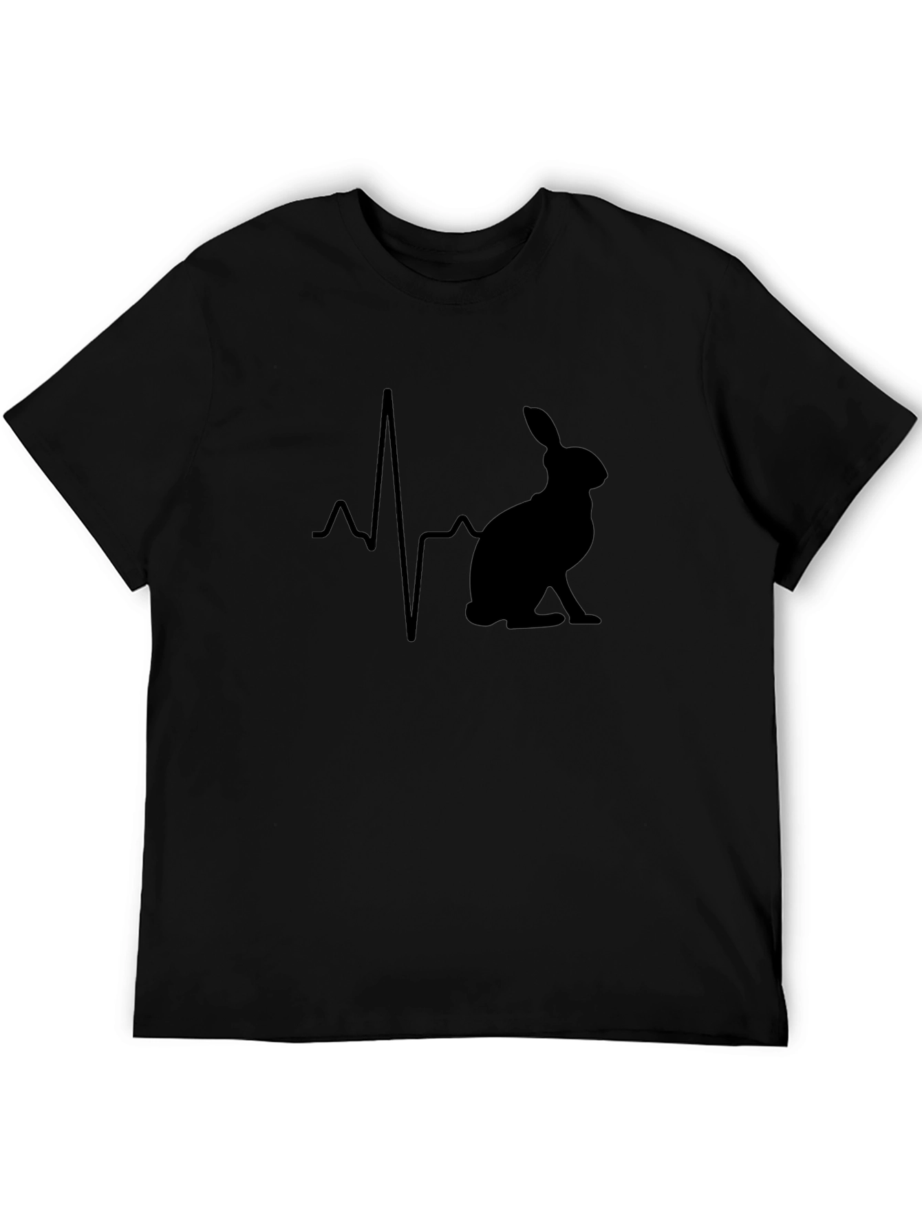 Hare Heartbeat Graphic Tee - Black Cotton T-Shirt