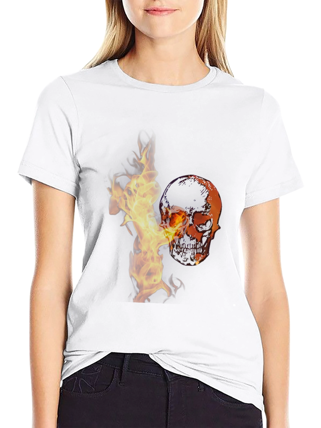 Skull in Flames Graphic T-Shirt - Stylish & Edgy