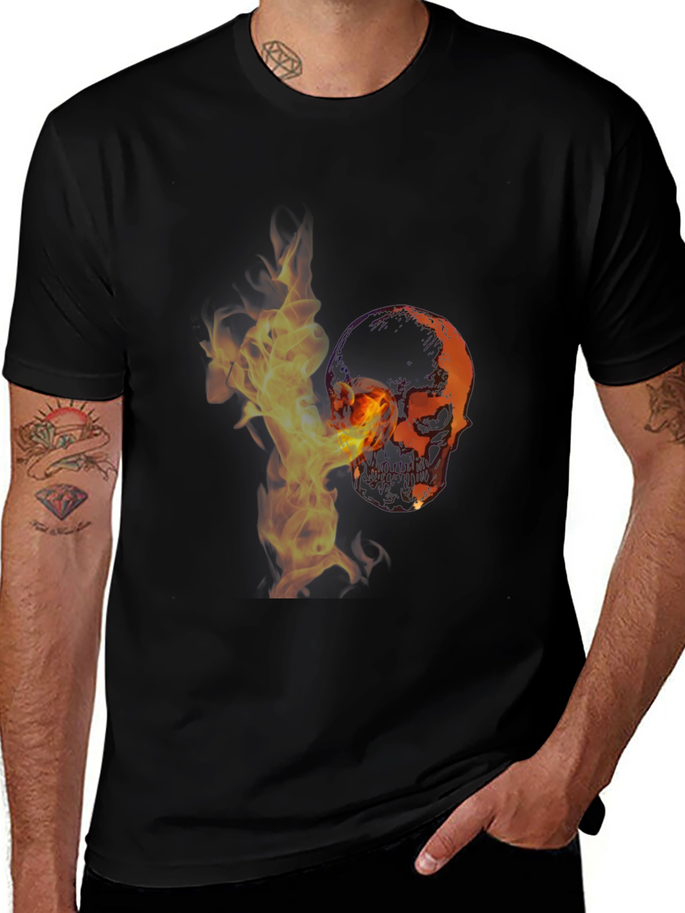 Skull in Flames Graphic T-Shirt - Stylish & Edgy