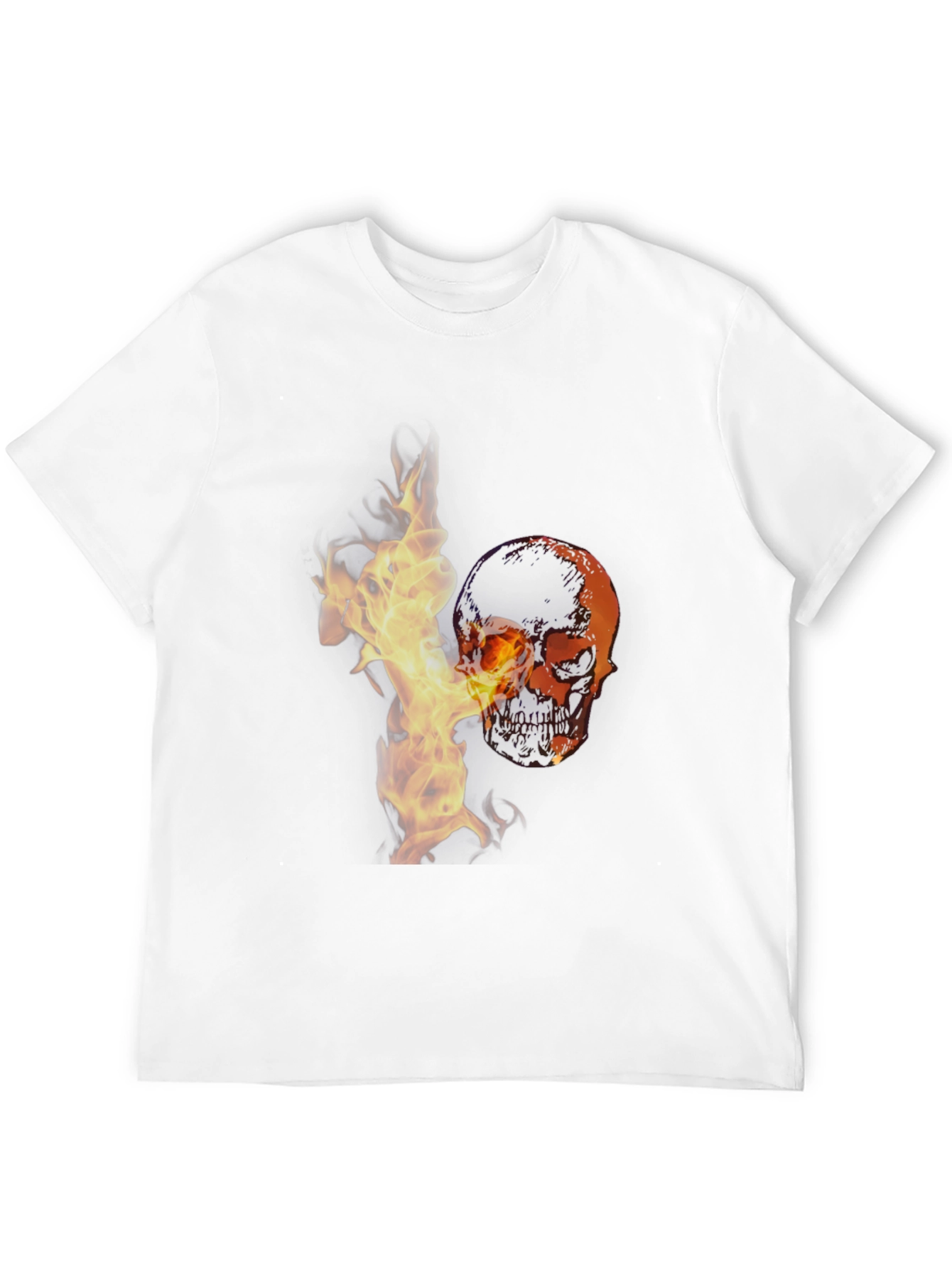 Skull in Flames Graphic T-Shirt - Stylish & Edgy