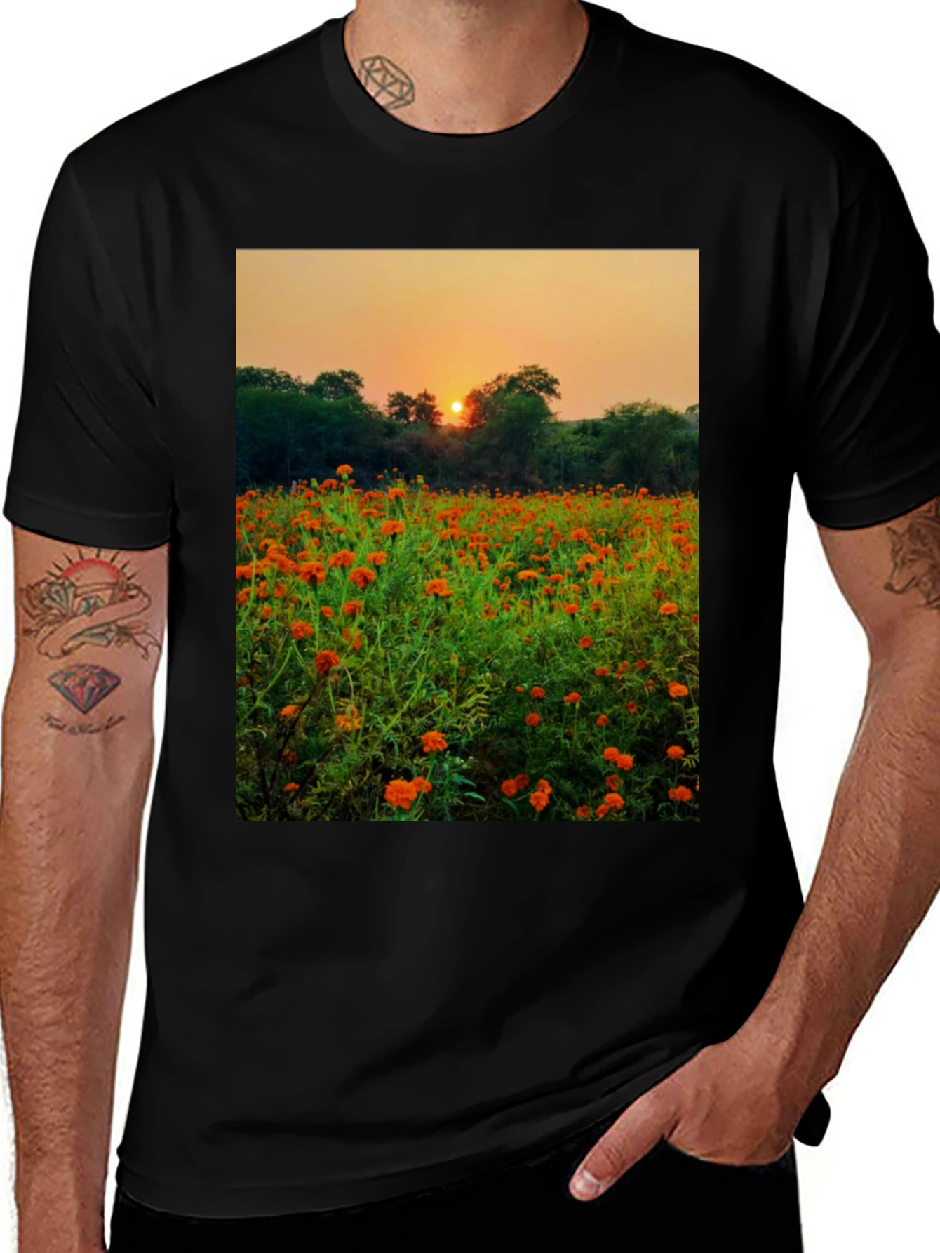Sunset Field Graphic Tee - Nature Lovers Shirt