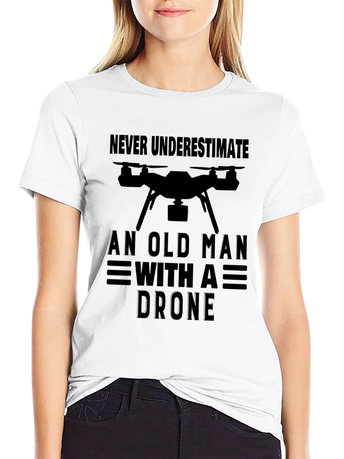 Never Underestimate Old Man with Drone T-Shirt