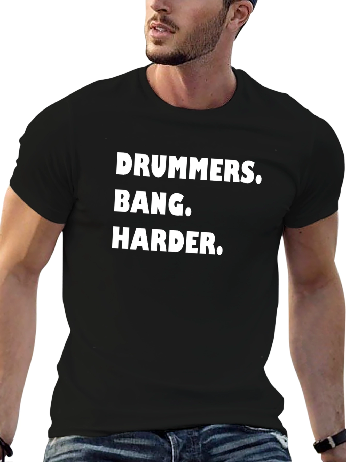 Drummers Bang Harder Black T-Shirt